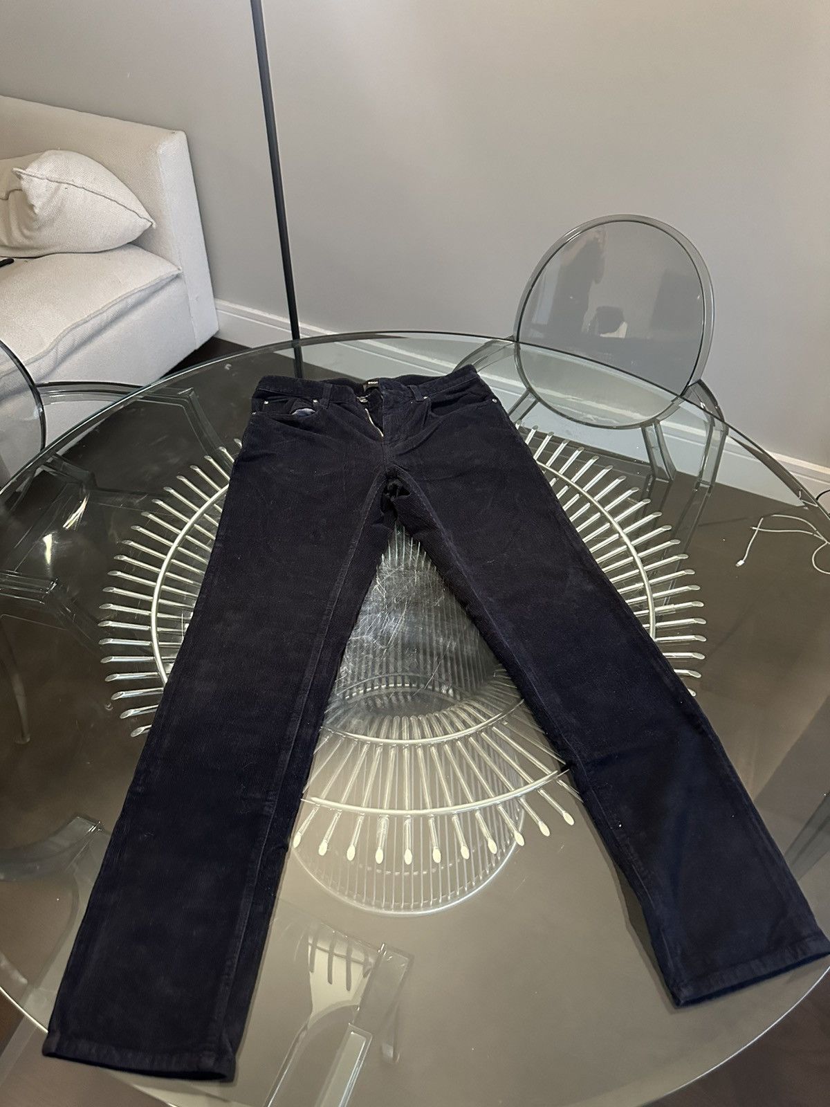 Ermenegildo Zegna ZEGNA corduroy navy slim fit pants. Size US 32 / EU 48 - 3 Thumbnail