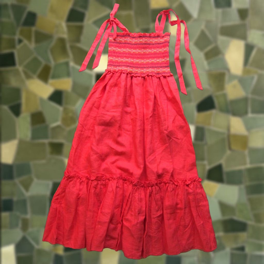Vintage VINTAGE NWT Cara Cara Linen Pink Hibiscus Jenny Pocket Smock Tie Tank Sun Dress XL Size XL / US 12-14 / IT 48-50 - 1 Thumbnail
