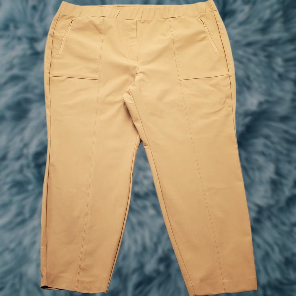 Vintage Lane Bryant Ankle Pants Womens 26 Tan Stretch Straight Leg Zipped Pocket Pull On Size 26" / US 2 / IT 38 - 1 Thumbnail