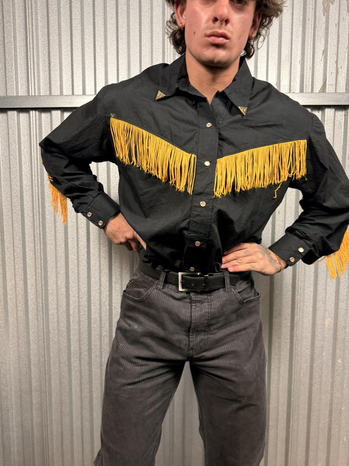Other Insane Vintage Western Fringe Pearl Snap Button Cowboy Shirt Size US M / EU 48-50 / 2 - 3 Thumbnail