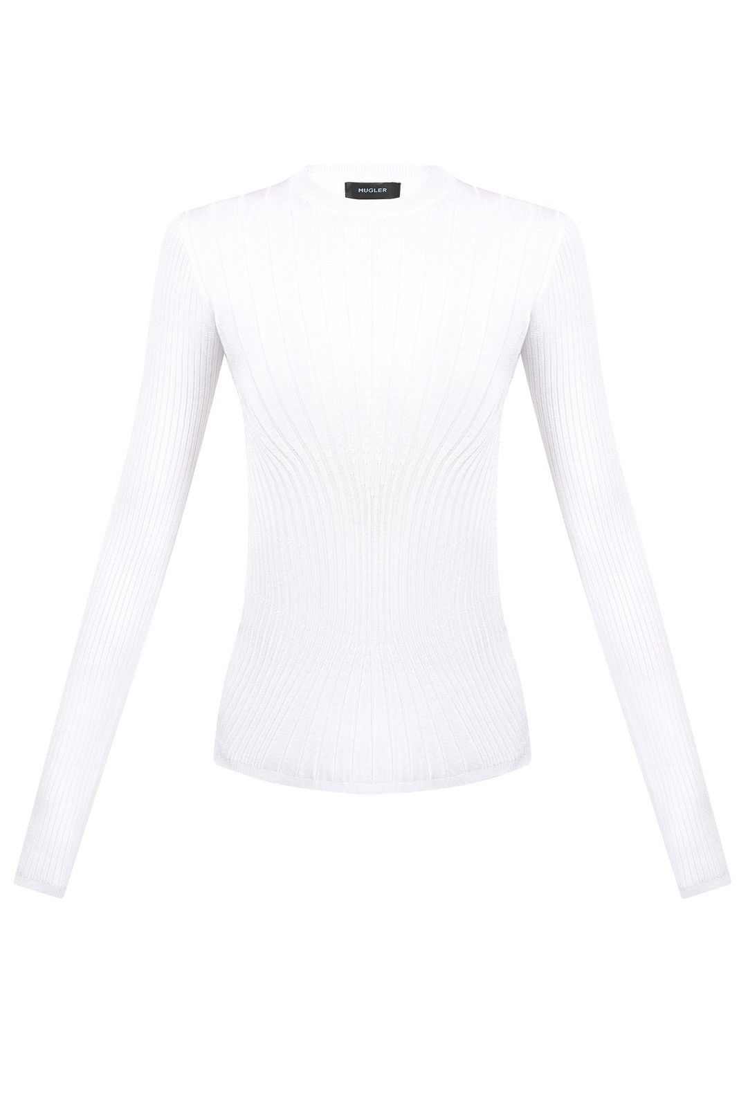 Mugler Last Size Mugler Ribbed-Knit Graphic Prints White Top Size XS / US 0-2 / IT 36-38 - 1 Thumbnail