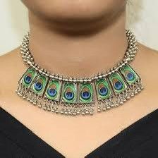 Vintage Vintage silver tone Indian tribal peacock choker necklace Size ONE SIZE - 2 Thumbnail