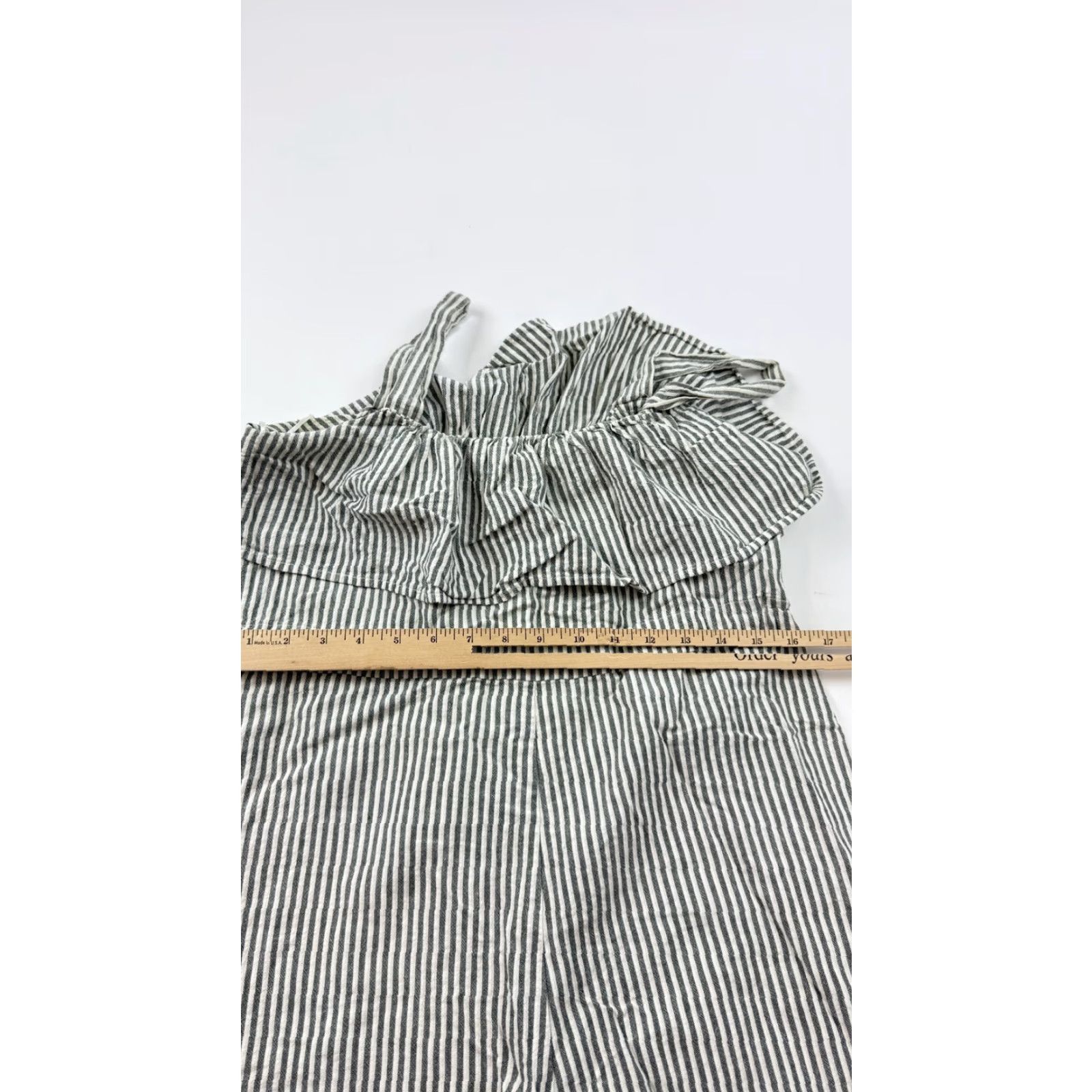 Zara Zara Basic Jumpsuit Womens Small Black White Striped Ruffle Wide Leg Summer Size 28" / US 6 / IT 42 - 7 Thumbnail