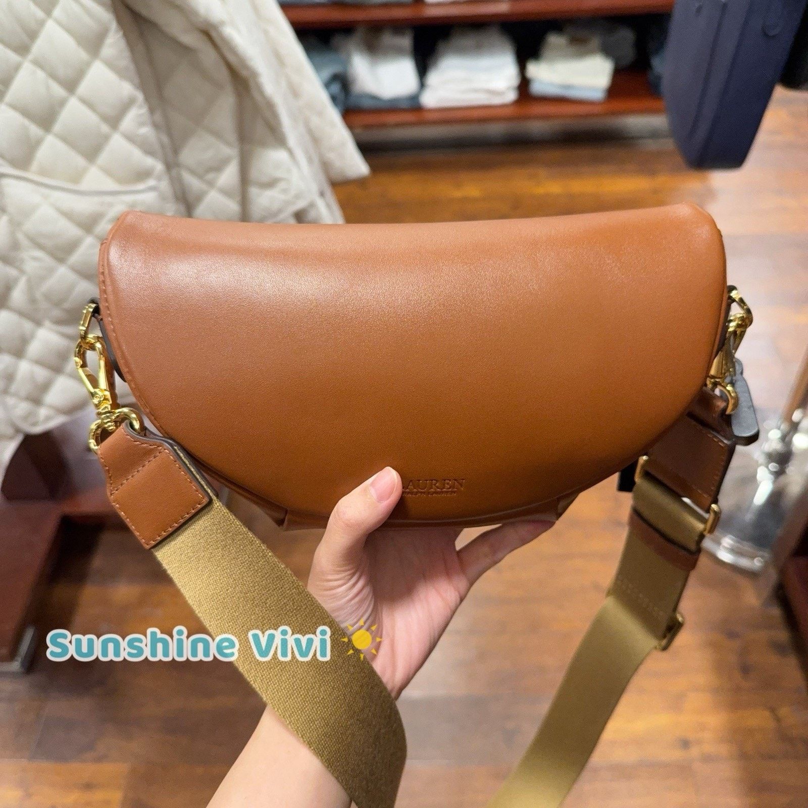 Lauren Ralph Lauren NWT Ralph Lauren Waist/ Shoulder Leather March Belt Bag Tan Size ONE SIZE - 4 Thumbnail