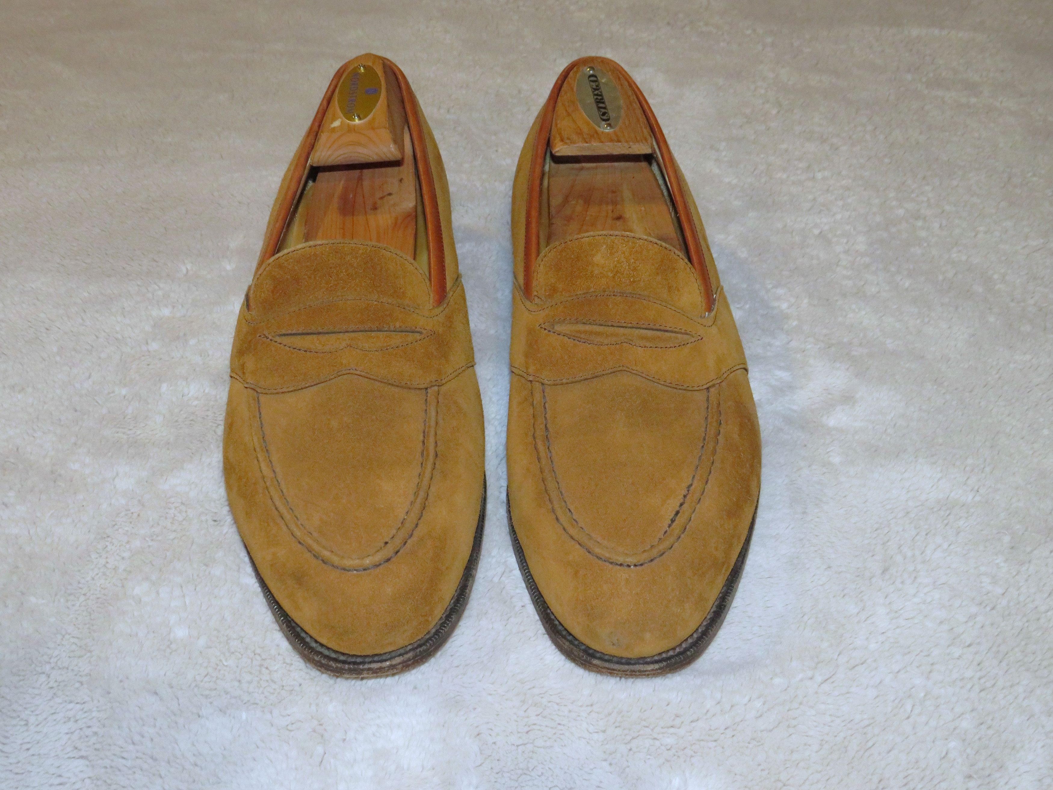 Edward Green Montpellier Tobacco Suede Full Strap Loafers 7E Size US 7 / EU 40 - 1 Thumbnail