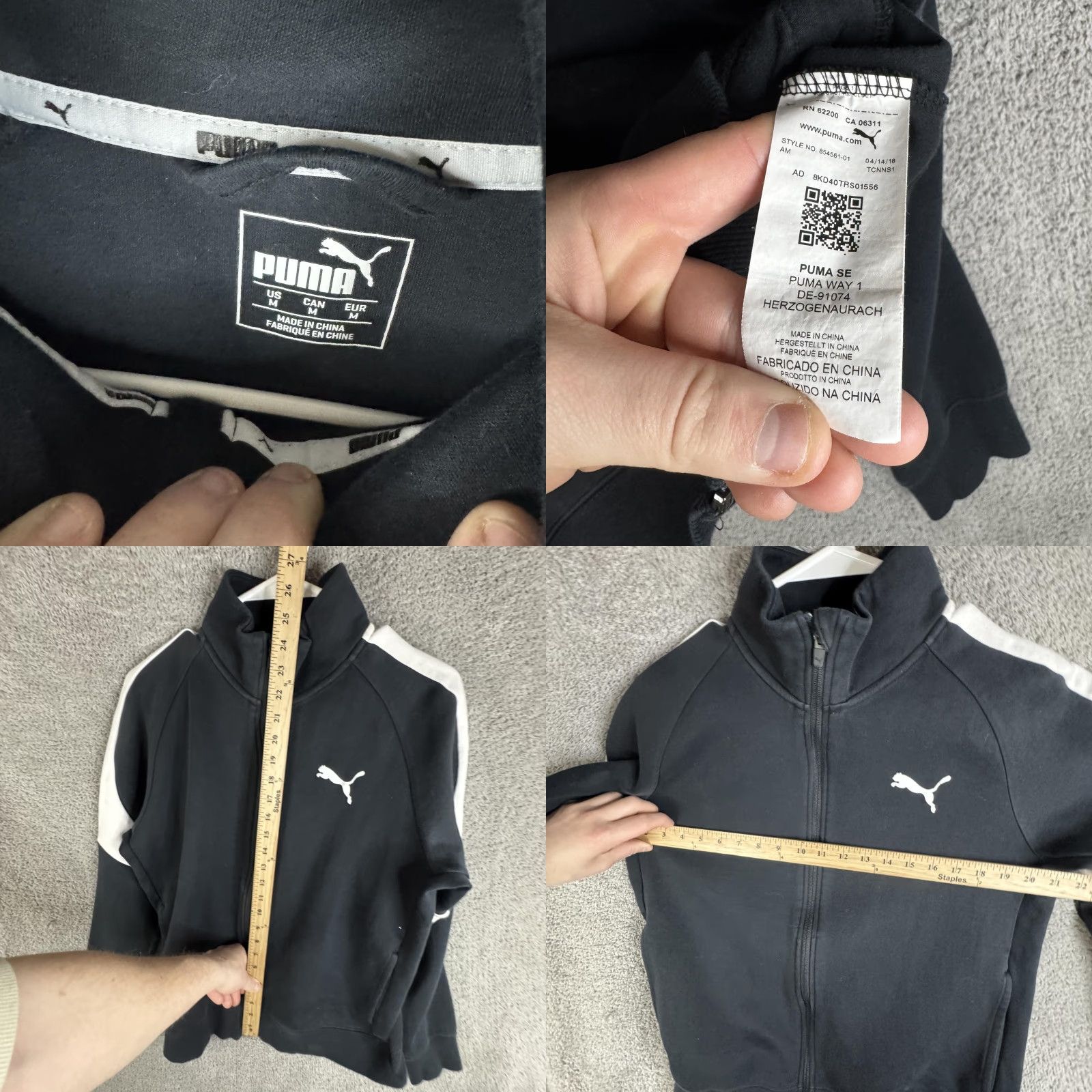 Puma PUMA Track Jacket Mens M Black White Colorblock Full Zip Logo 854581-01 Size US M / EU 48-50 / 2 - 8 Thumbnail