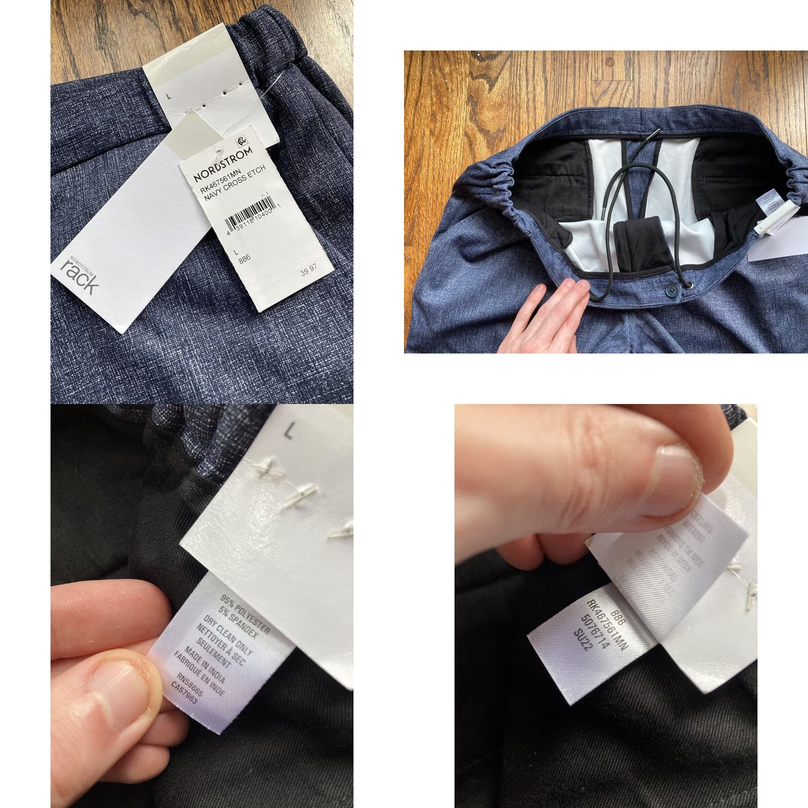 Nordstrom NWT Nordstrom Dress Pants Womens Navy Blue Size L Stretch Trousers Size 36" / US 14 / IT 50 - 8 Thumbnail