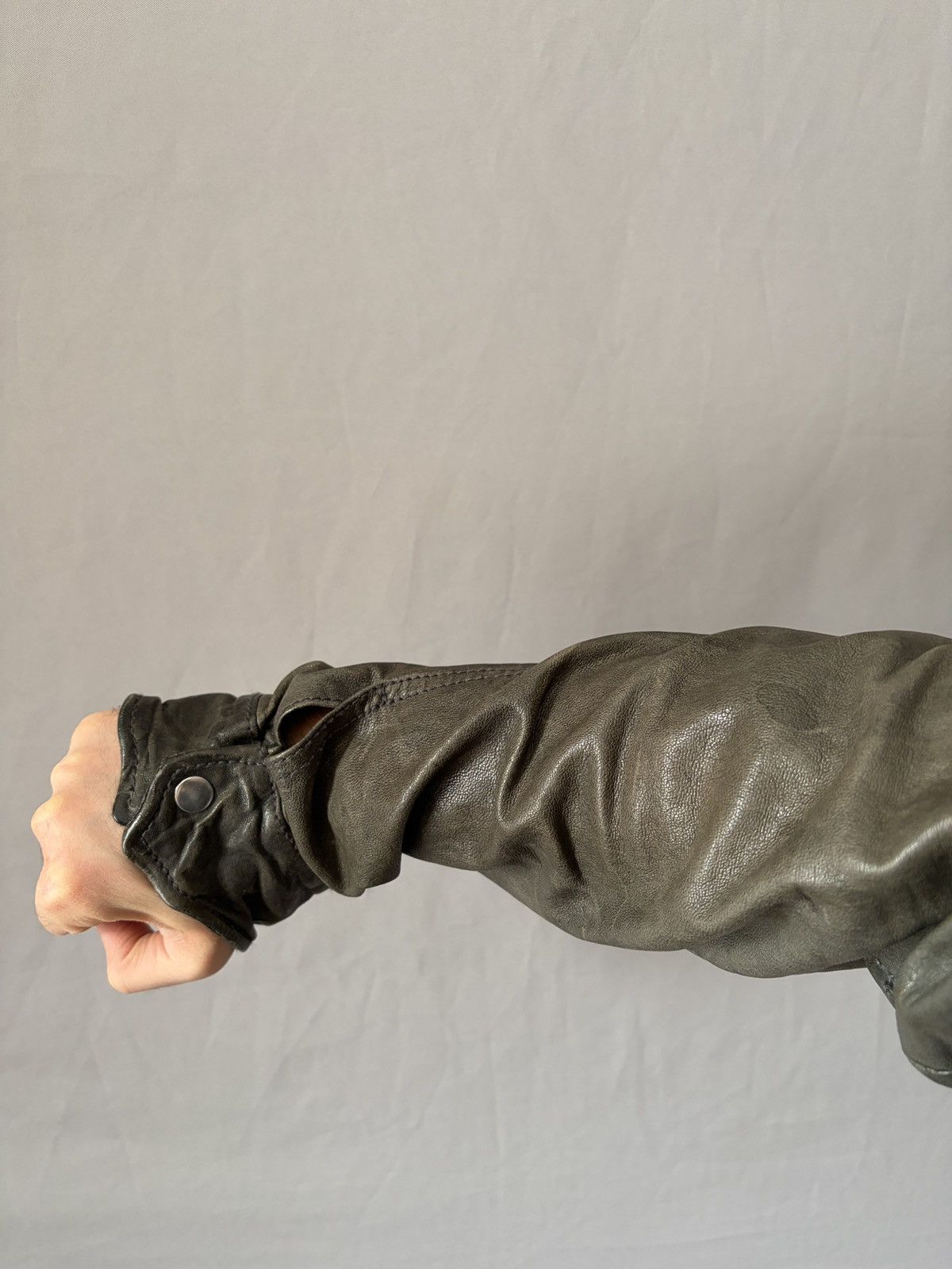 Allsaints Allsaints Wrinkled Lamb Leather Jacket Elephant Gray/Brown Size US L / EU 52-54 / 3 - 24 Thumbnail