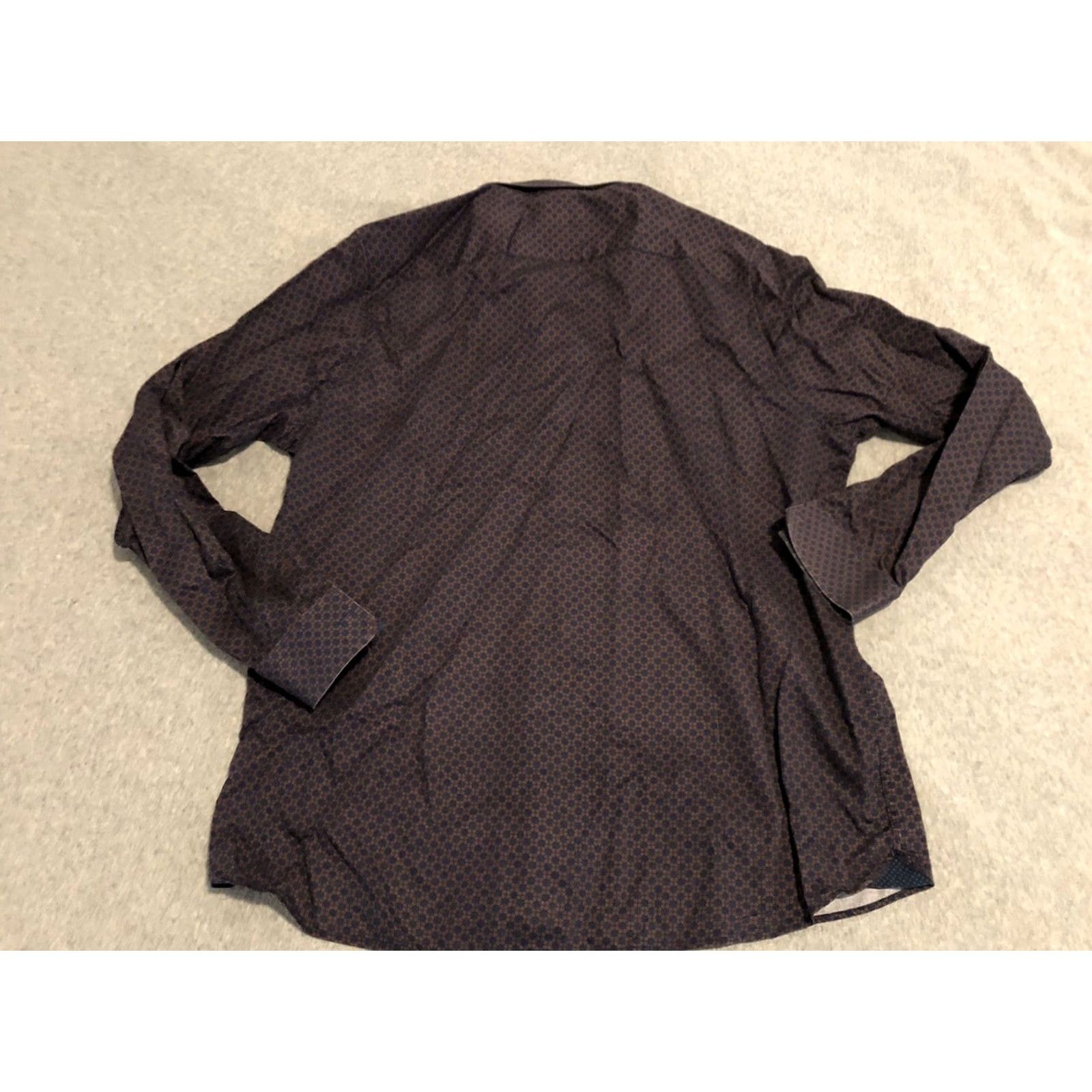 Ted Baker Ted Baker London Long Sleeve Shirt Mens Size 6 Geometric Purple 100% Cotton Button-Up Regular Adult Mens Size US S / EU 44-46 / 1 - 5 Thumbnail