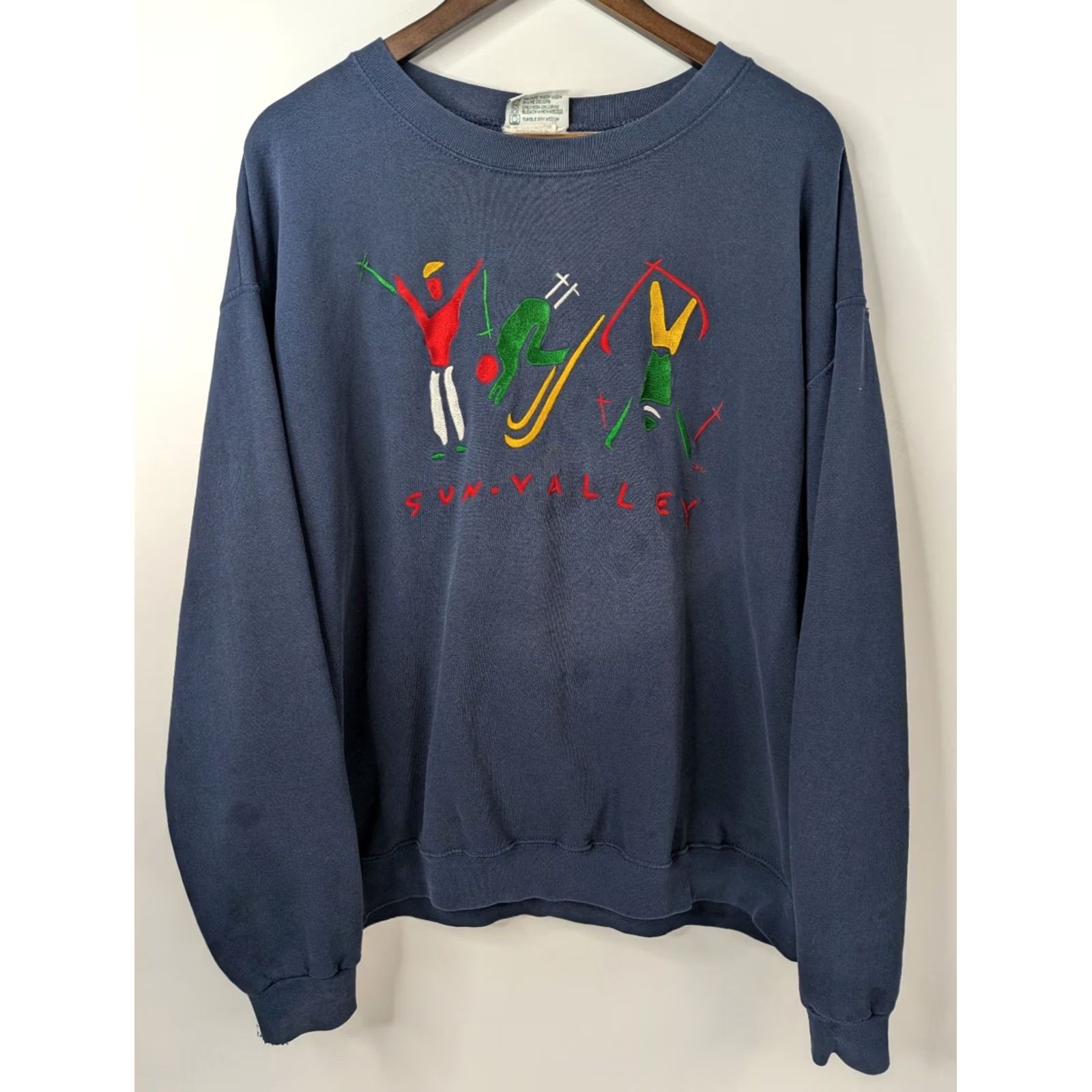 Vintage Vintage SGT. LEISURE Sweatshirt Mens M Navy Ski Graphic Pullover 90s Boys Womens? (no) Size US M / EU 48-50 / 2 - 4 Thumbnail