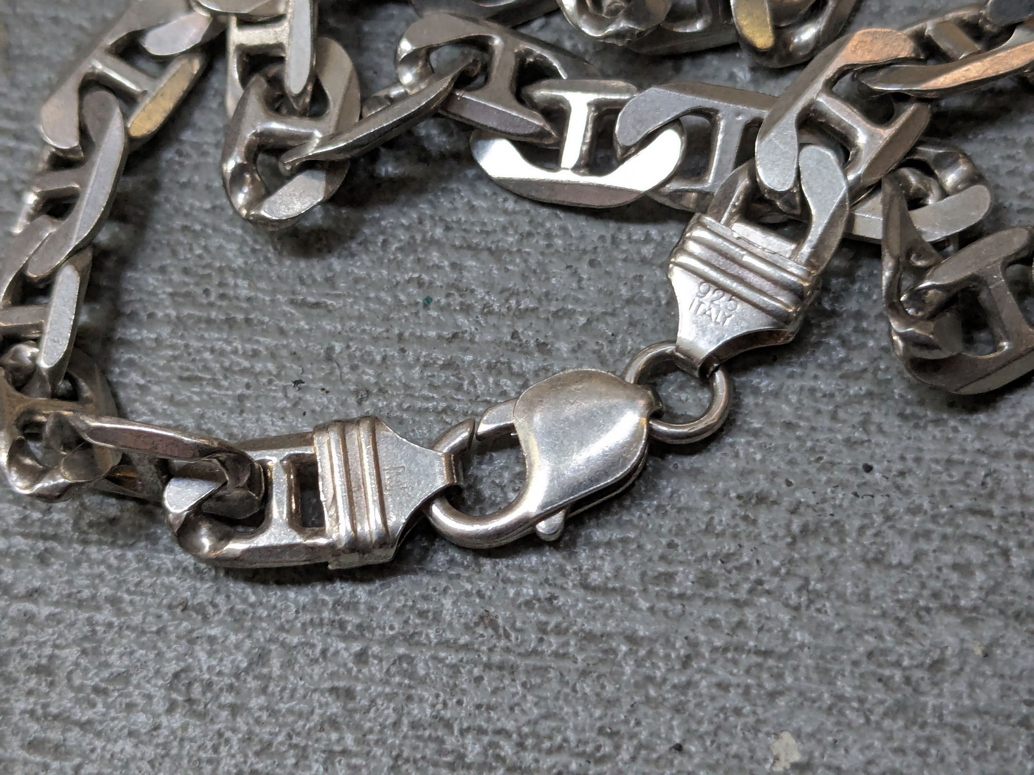 Jewelry Vintage Sterling Silver Necklace Mariner Anchor 22" Chunky Size ONE SIZE - 12 Thumbnail
