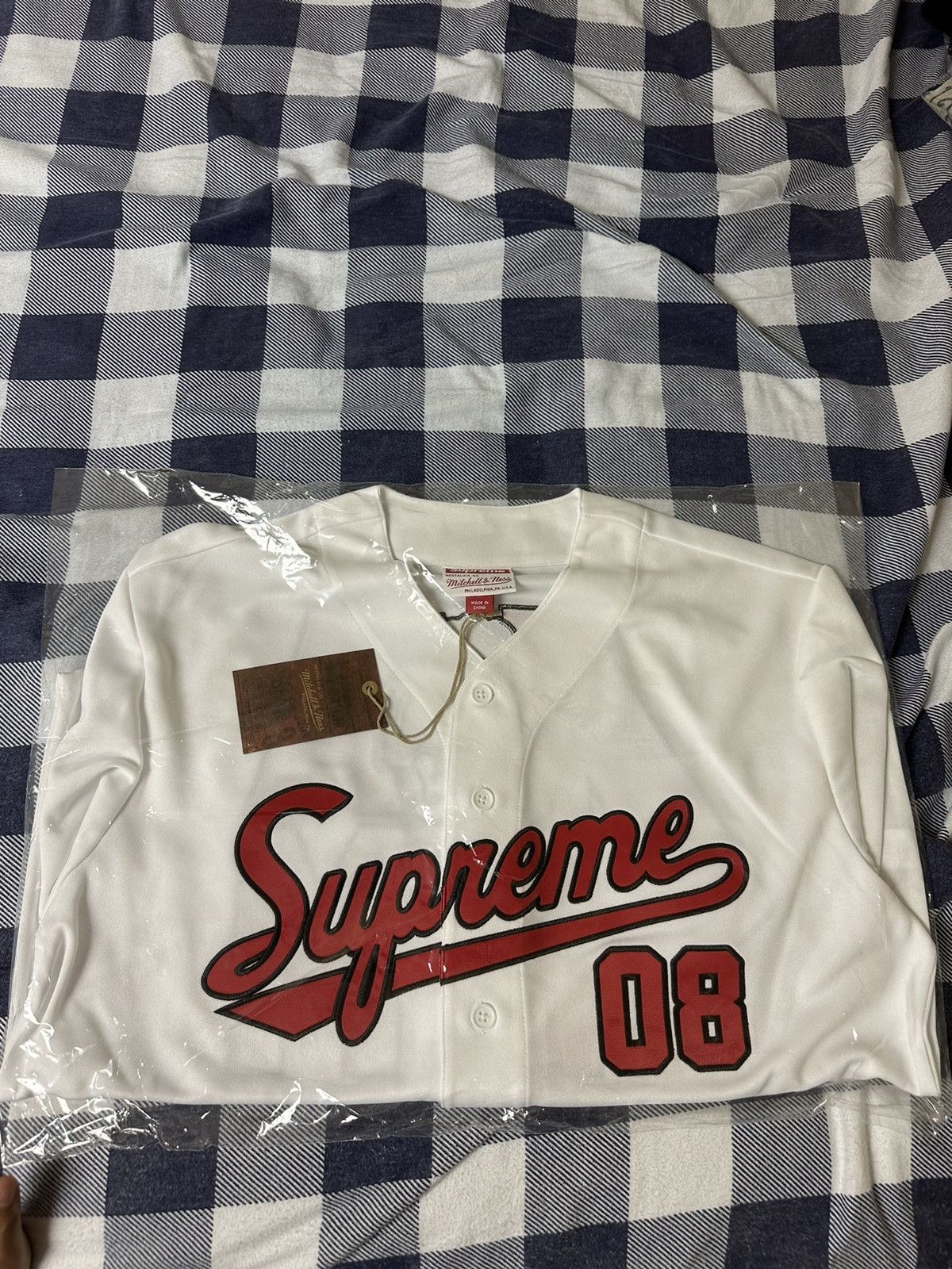 supreme nike leather baseball jersey white