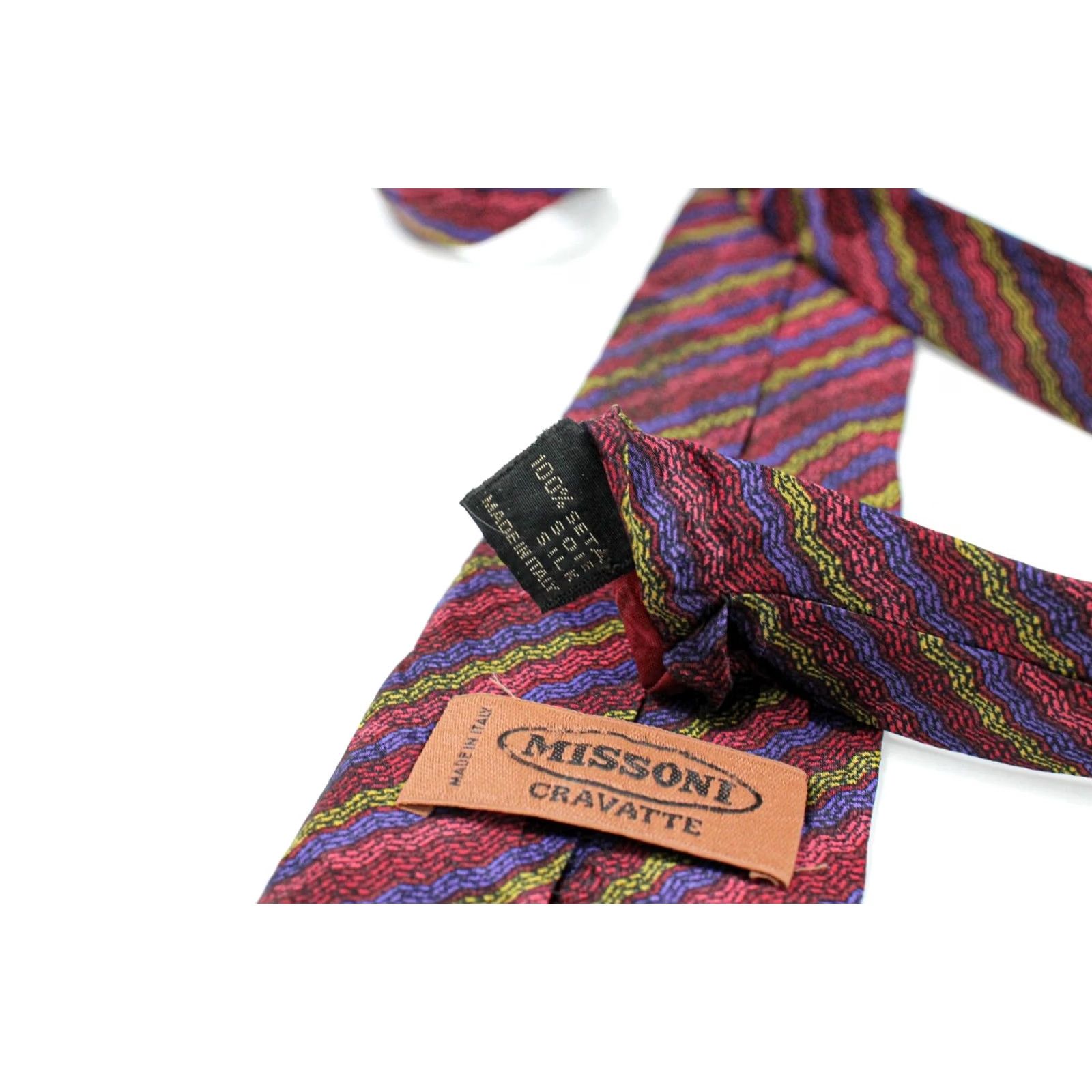 Missoni MISSONI Tie Men's ONE SIZE 100% Silk Classic Pointed Patterned Multicolor Tie Mens One Size Silk Patterned Pointed Multicolor Size ONE SIZE - 5 Thumbnail