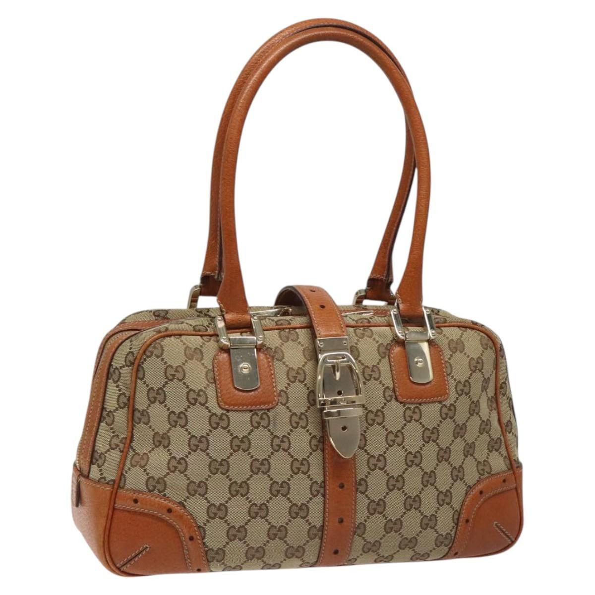 Gucci GG Canvas Shoulder Bag Beige Brown Gold, Women's
