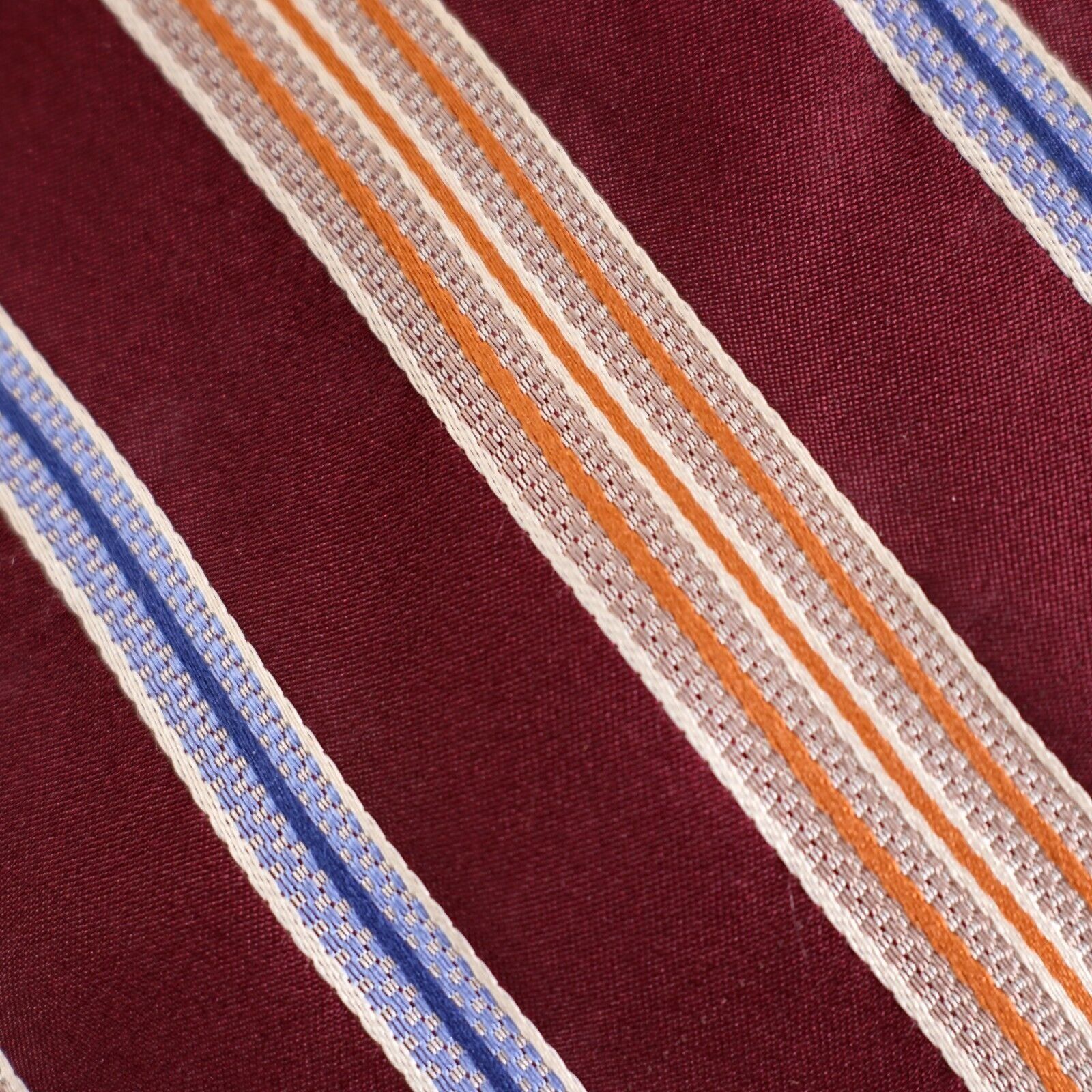 Jos. A. Bank Jos A Bank Italy Red Blue Orange Striped Woven Long Silk Tie Size ONE SIZE - 2 Thumbnail