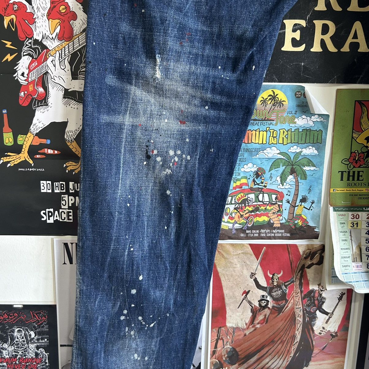 Dsquared2 Vintage Dsquared2 Paint Splash Patches Distressed Denim Size US 37 - 19 Thumbnail