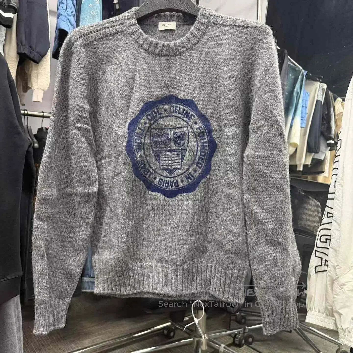 Celine CELINE Grey Logo Knit Sweater| Size US S / EU 44-46 / 1 - 1 Thumbnail
