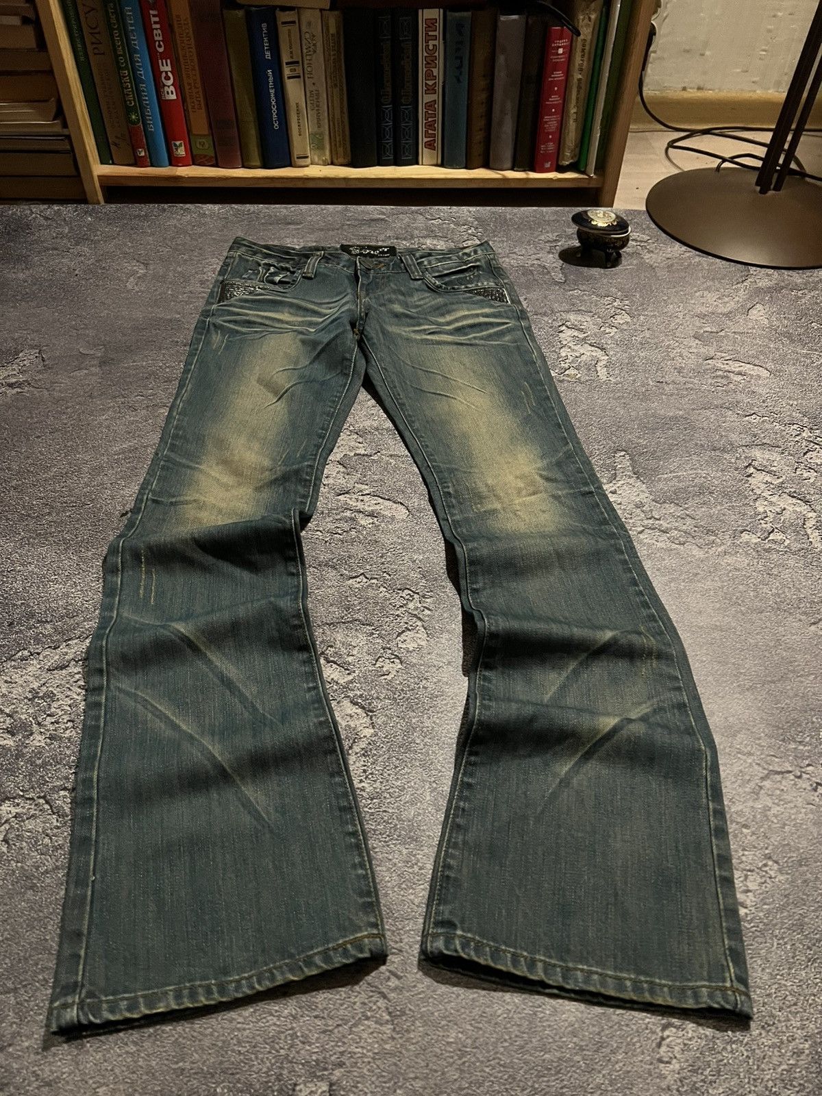 Japanese Brand Darkwear Glamour Faded Flared Jeans / Avan Garde Y2K Archive Size US 29 - 2 Thumbnail