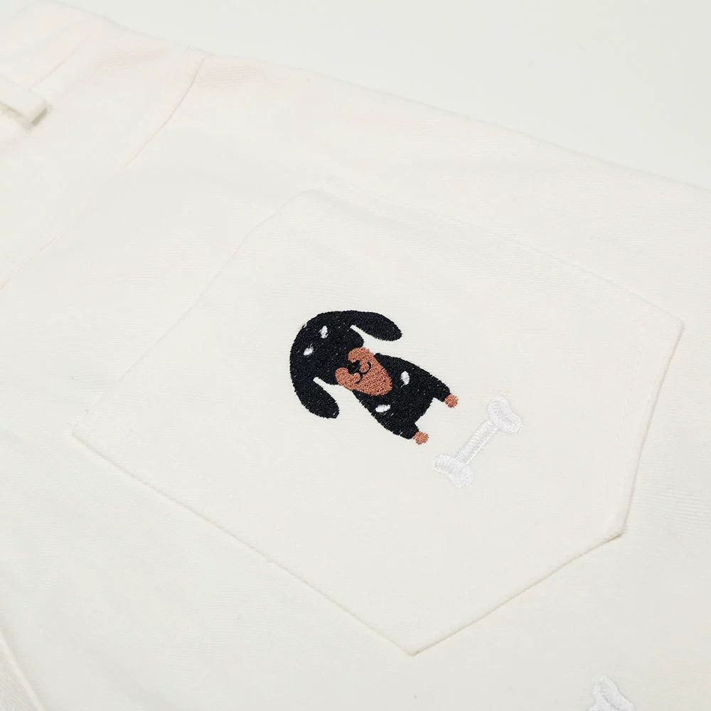 Vintage Men's cartoon puppy embroidered loose wide-leg trousers Size US 32 / EU 48 - 4 Thumbnail