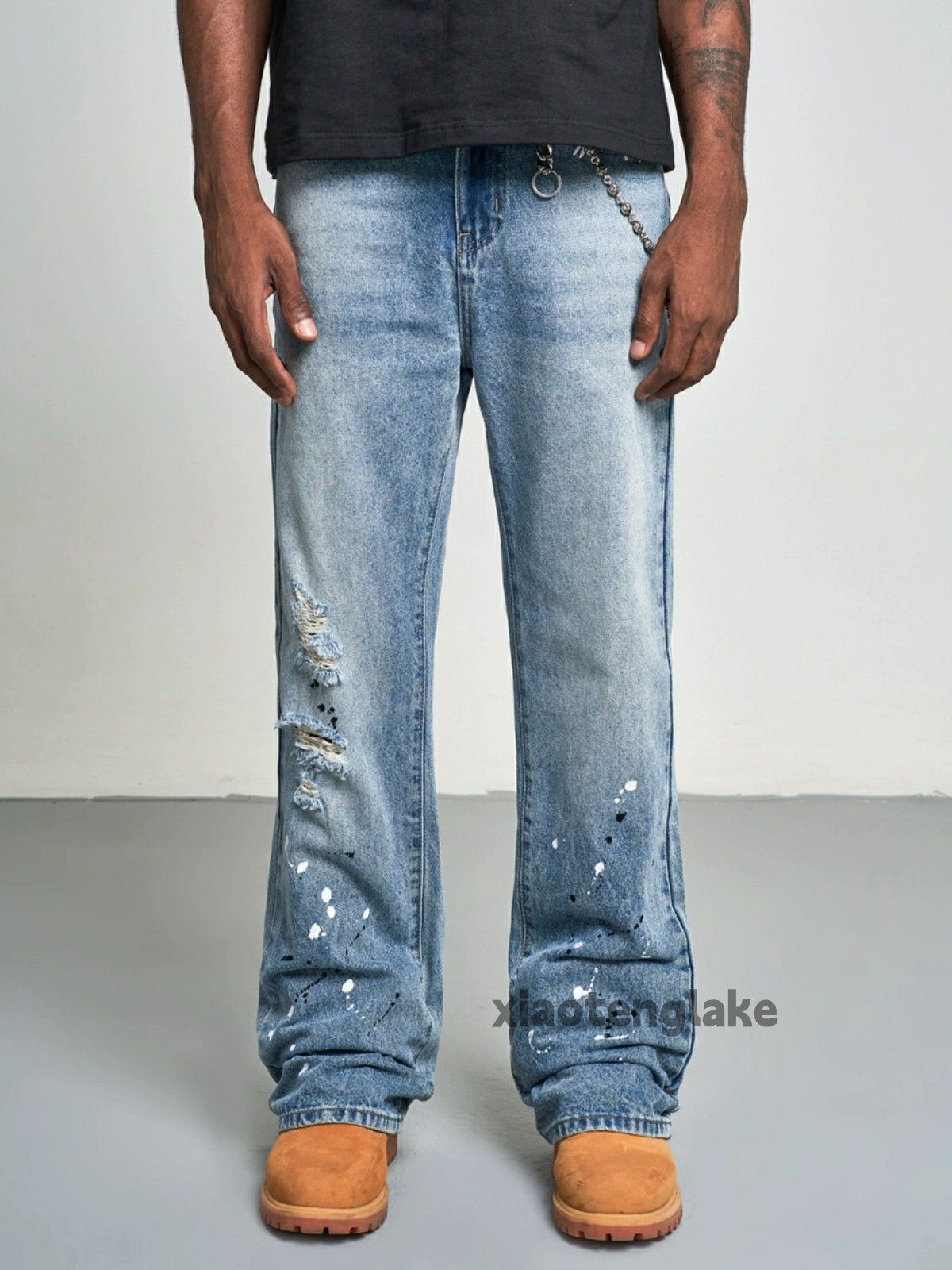 Jean × Vintage washed faded cleanfit yuppie bootcut paint jeans Size US 34 / EU 50 - 4 Thumbnail