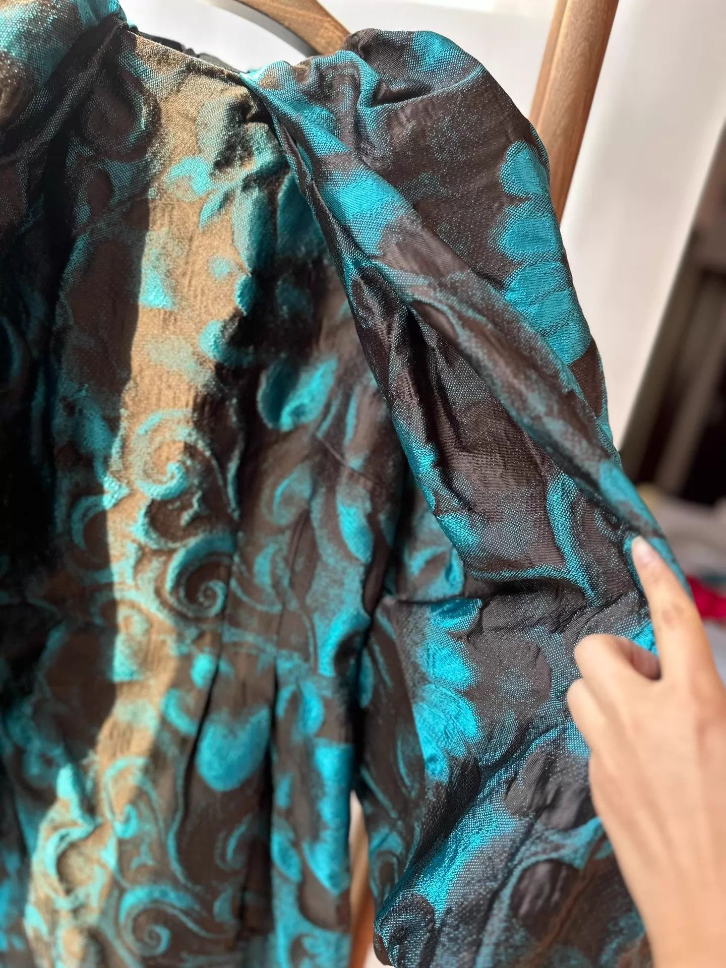 Dries Van Noten DVN Runway Black Blue Voluminous Puff Sleeve Dress Size S / US 4 / IT 40 - 6 Thumbnail