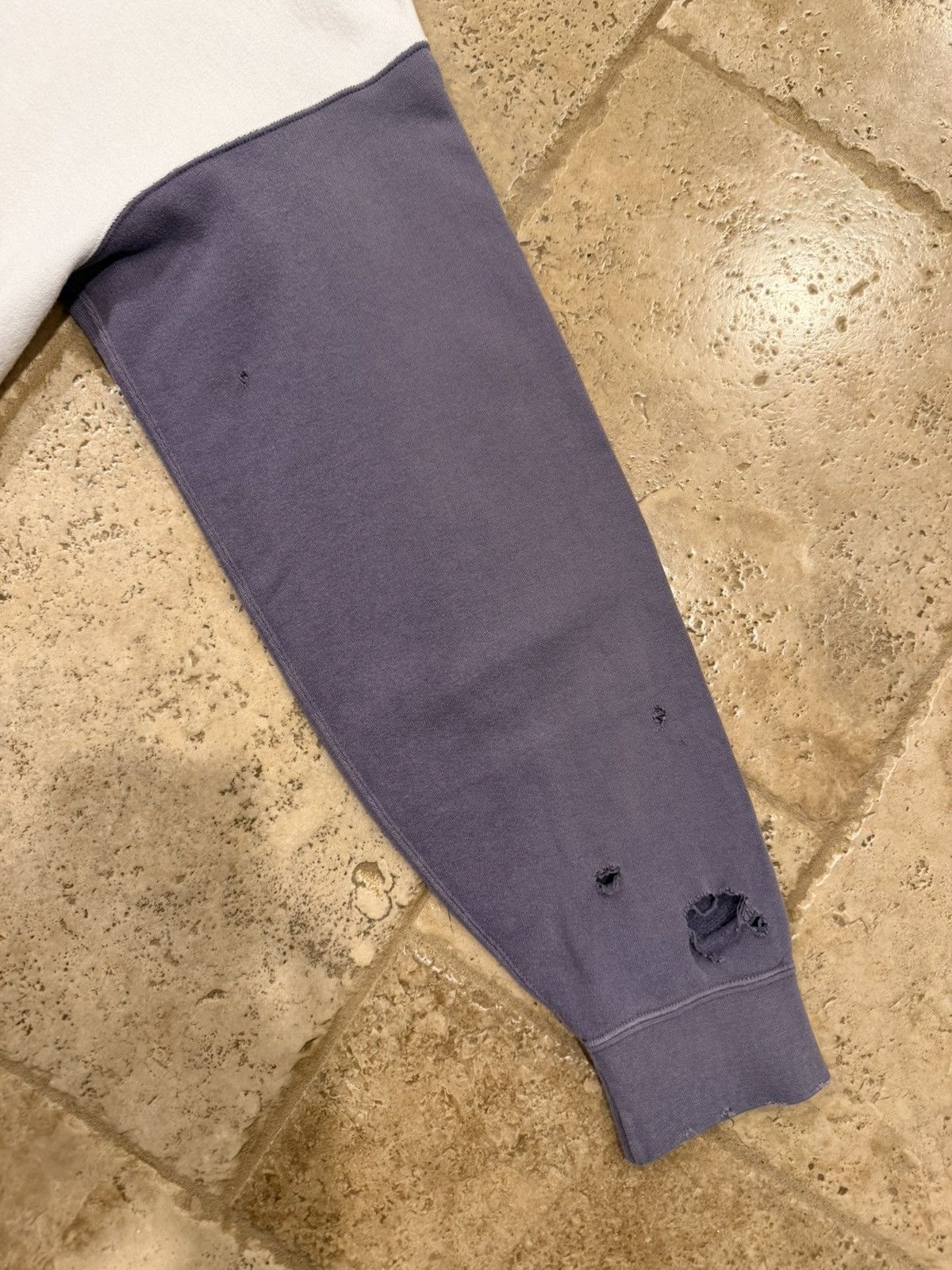 Visvim Visvim SS20 White/Purple Jumbo Crash Distres Sweat L/S Shirt Size US XL / EU 56 / 4 - 8 Thumbnail