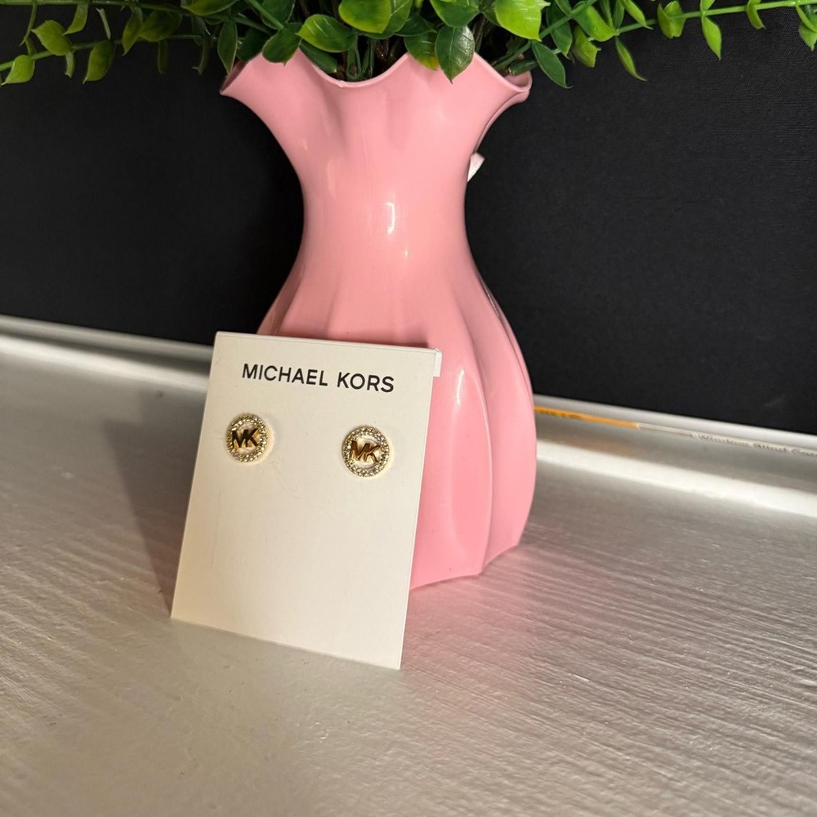 Michael Kors Michael Kors Gold-Tone Logo Stud Earrings NWT Size ONE SIZE - 3 Thumbnail