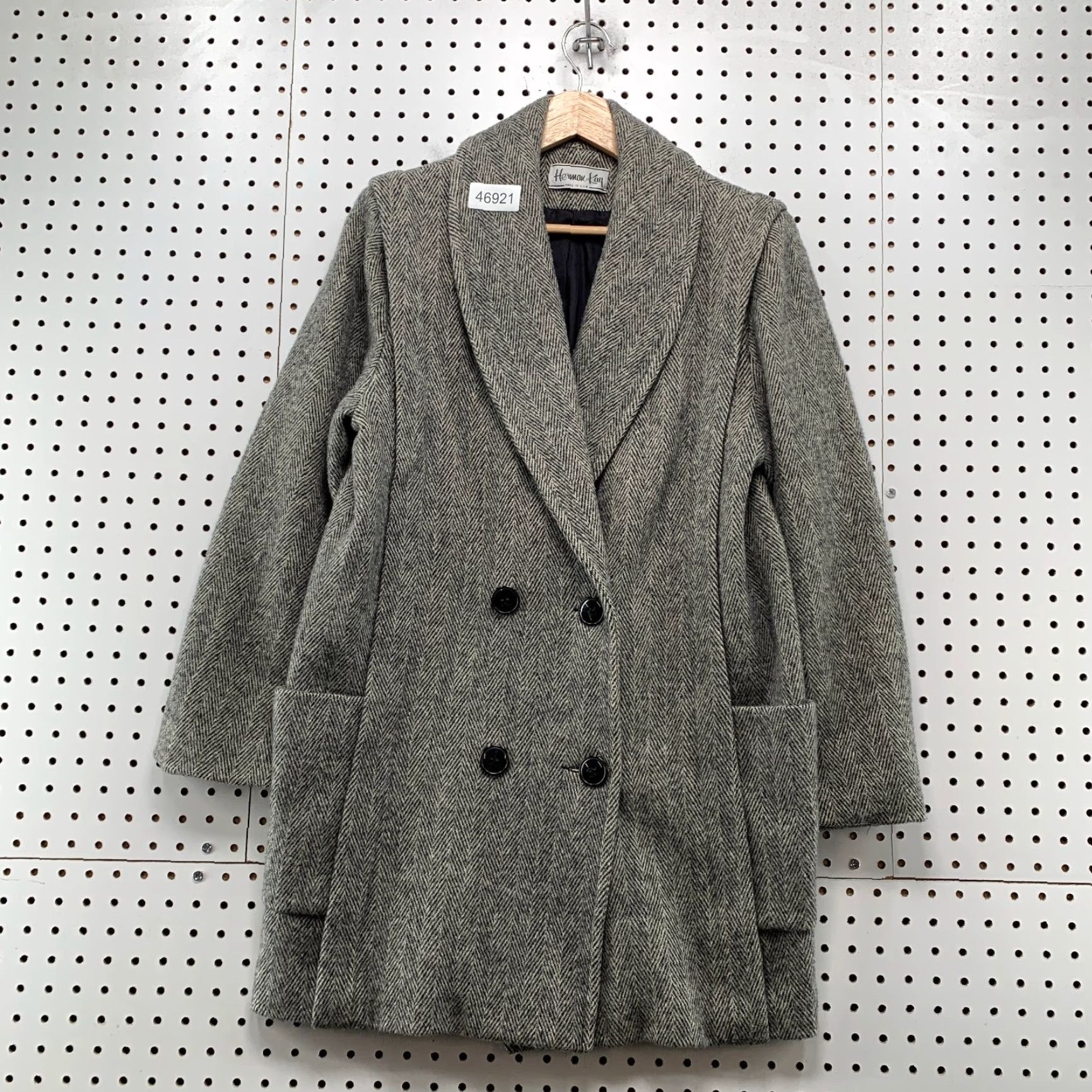 Vintage VINTAGE Herman Kay Wool Tweed Overcoat Womens 10 Herringbone Double Breasted USA Wool Tweed Overcoat Women 10 USA Grey Size XXS / US 00 / IT 34 - 2 Thumbnail
