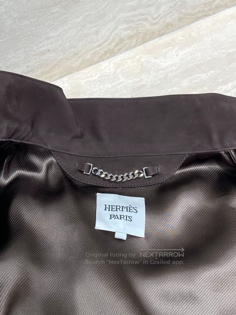Hermes Hermes Women's Suede Leather Jacket, Brown Size S / US 4 / IT 40 - 5 Thumbnail