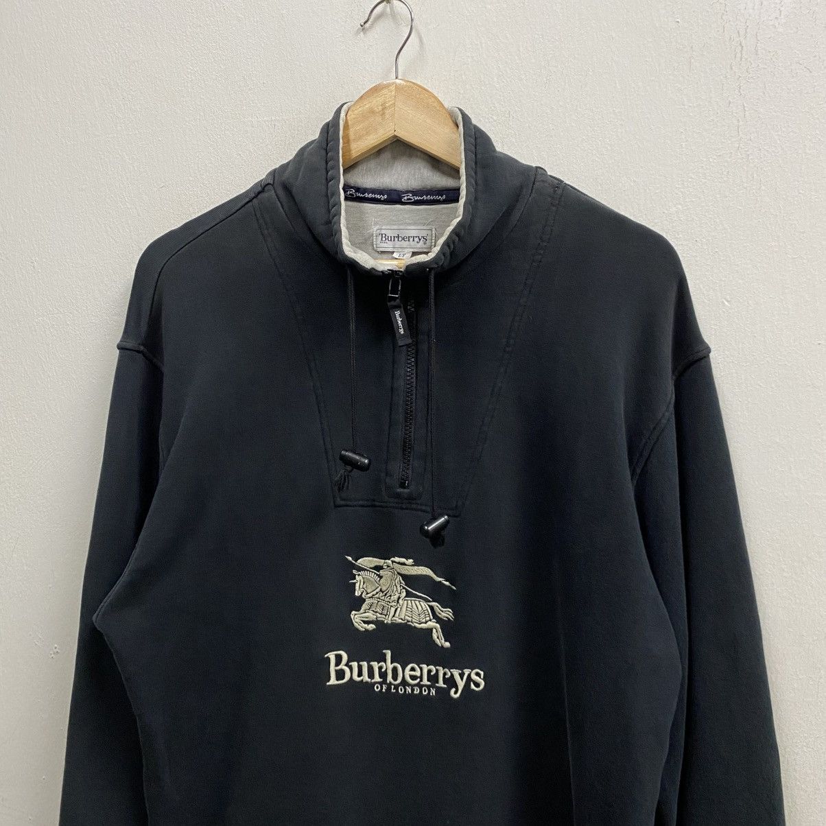 Burberry × Vintage Vintage Burberrys Of London Big Logo Centre Half Zipper Size US L / EU 52-54 / 3 - 3 Thumbnail