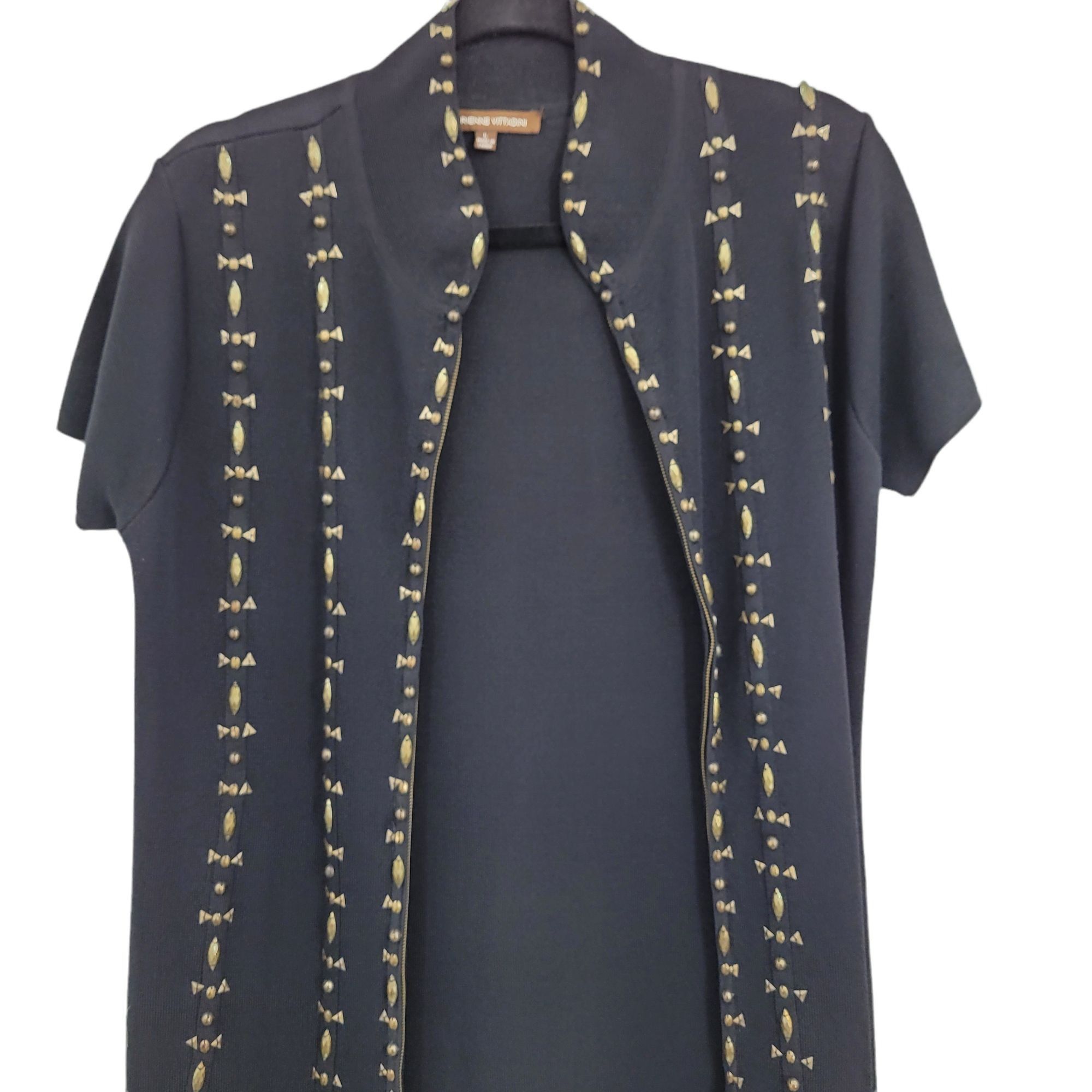 Vintage Vtg 90s Longline Cardigan Duster Coatigan Sz L Black Beaded Size L / US 10 / IT 46 - 4 Thumbnail