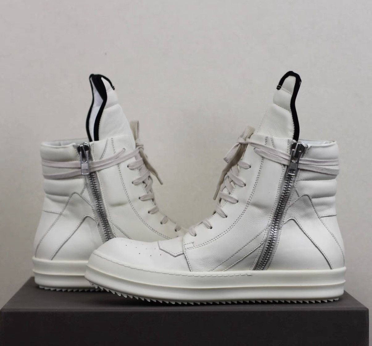 Rick Owens Rick Owens 15FW Milk/Off-White Leather Geobasket Sneakers Size US 8 / EU 41 - 5 Thumbnail
