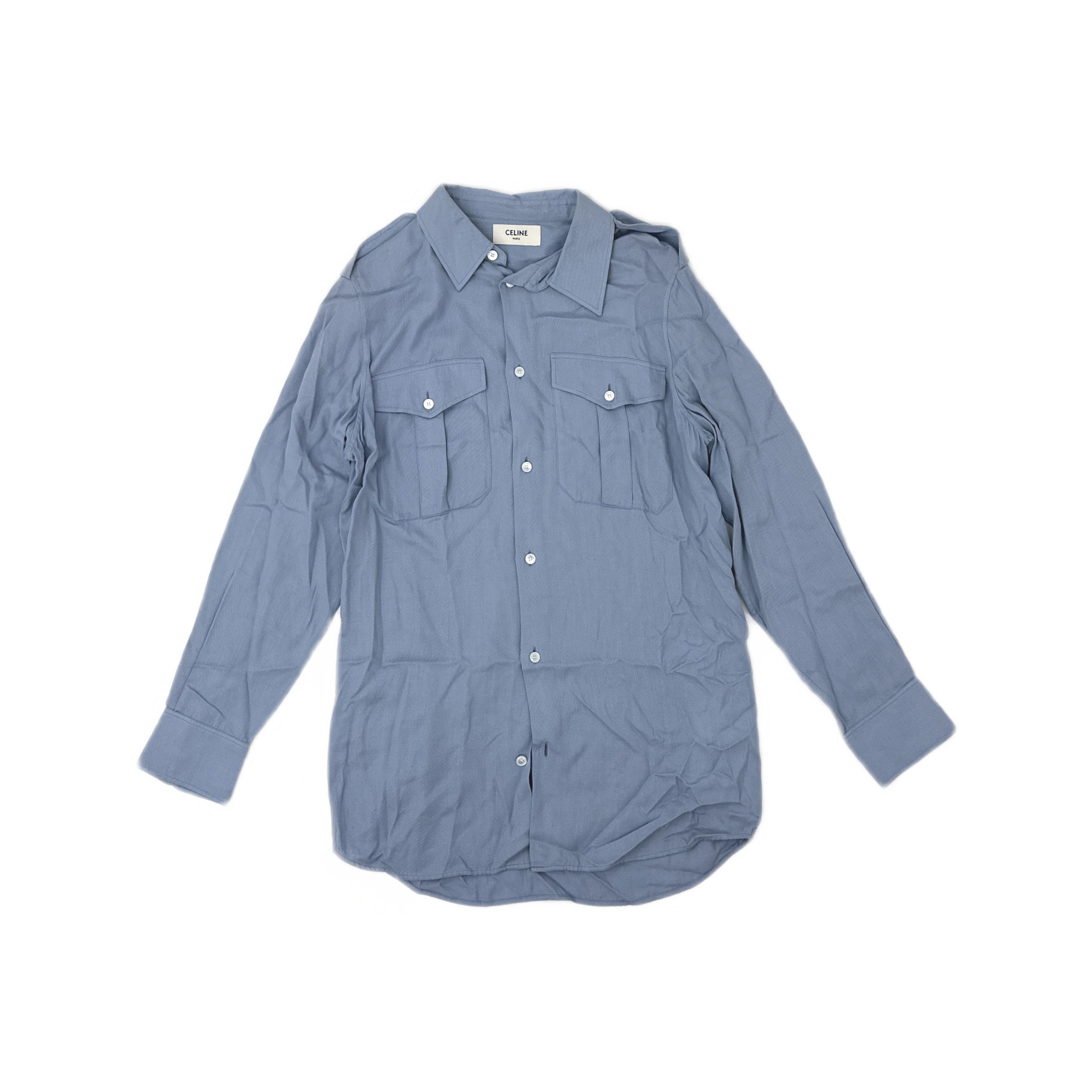 Celine Celine Blue Utility Button Up Shirt Size 34 Size XXS / US 00 / IT 34 - 1 Thumbnail