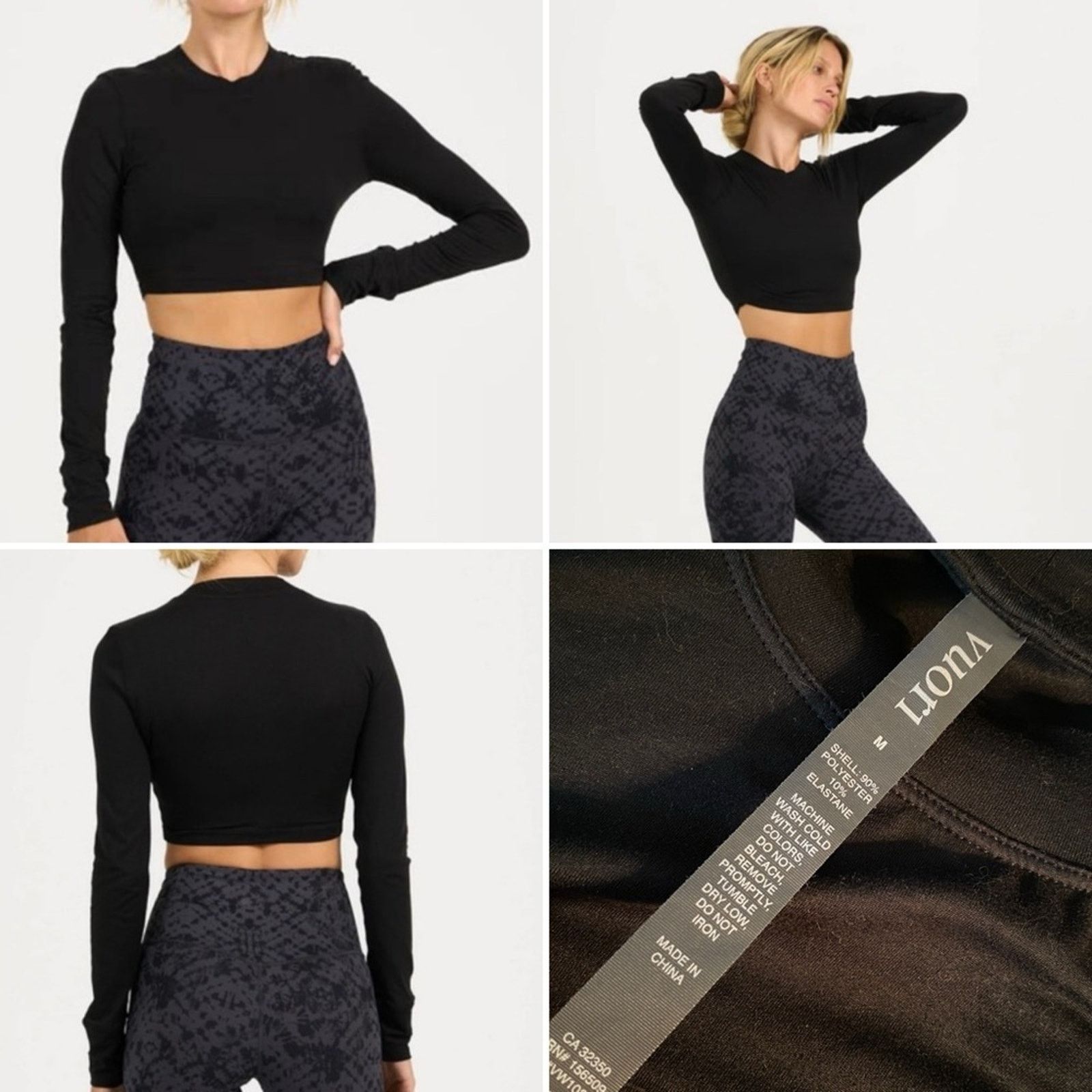 Vuori VUORI $85 LUX Long Sleeve Crop Mock Tee Blk MEDIUM EUC Size M / US 6-8 / IT 42-44 - 1 Thumbnail