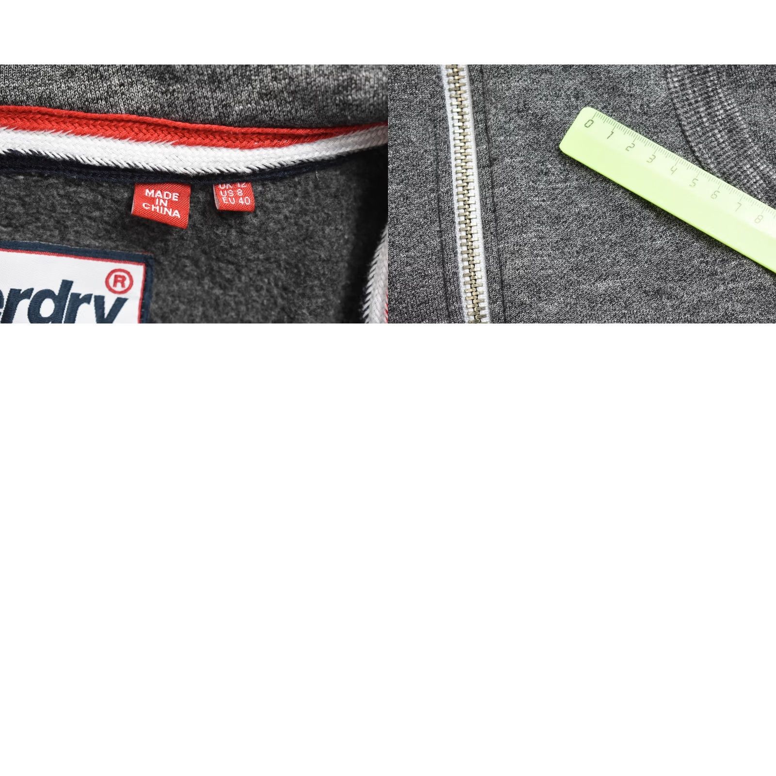 Superdry Superdry Track&Field Hoodie Women UK 12 Patterned Grey Full Zip Shirt Boys Mens Girls Size XL / US 12-14 / IT 48-50 - 8 Thumbnail