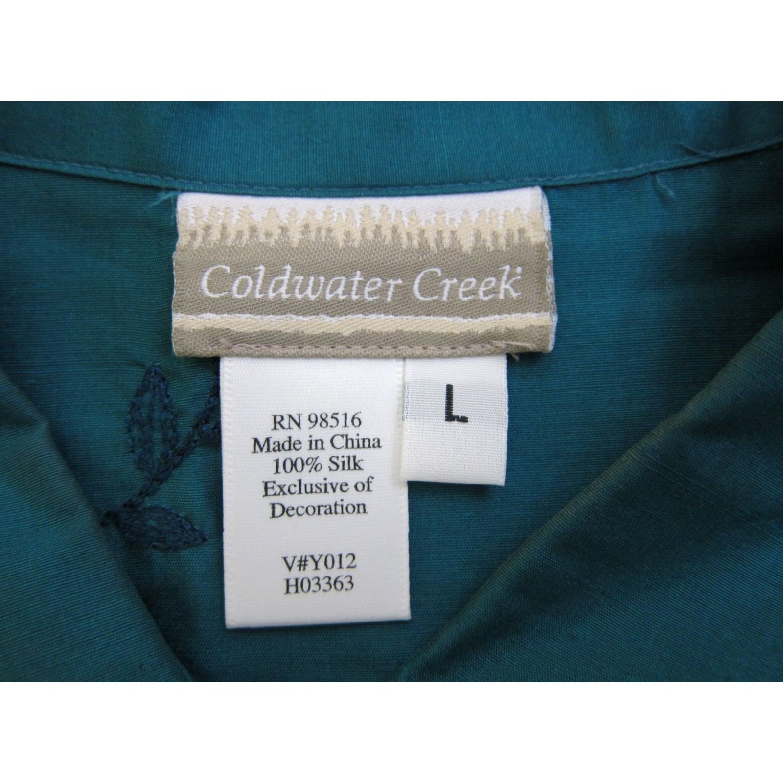 Coldwater Creek Coldwater Creek Blouse Long Sleeve Silk Green Embroidered Button Down Large Womens Size L / US 10 / IT 46 - 4 Thumbnail