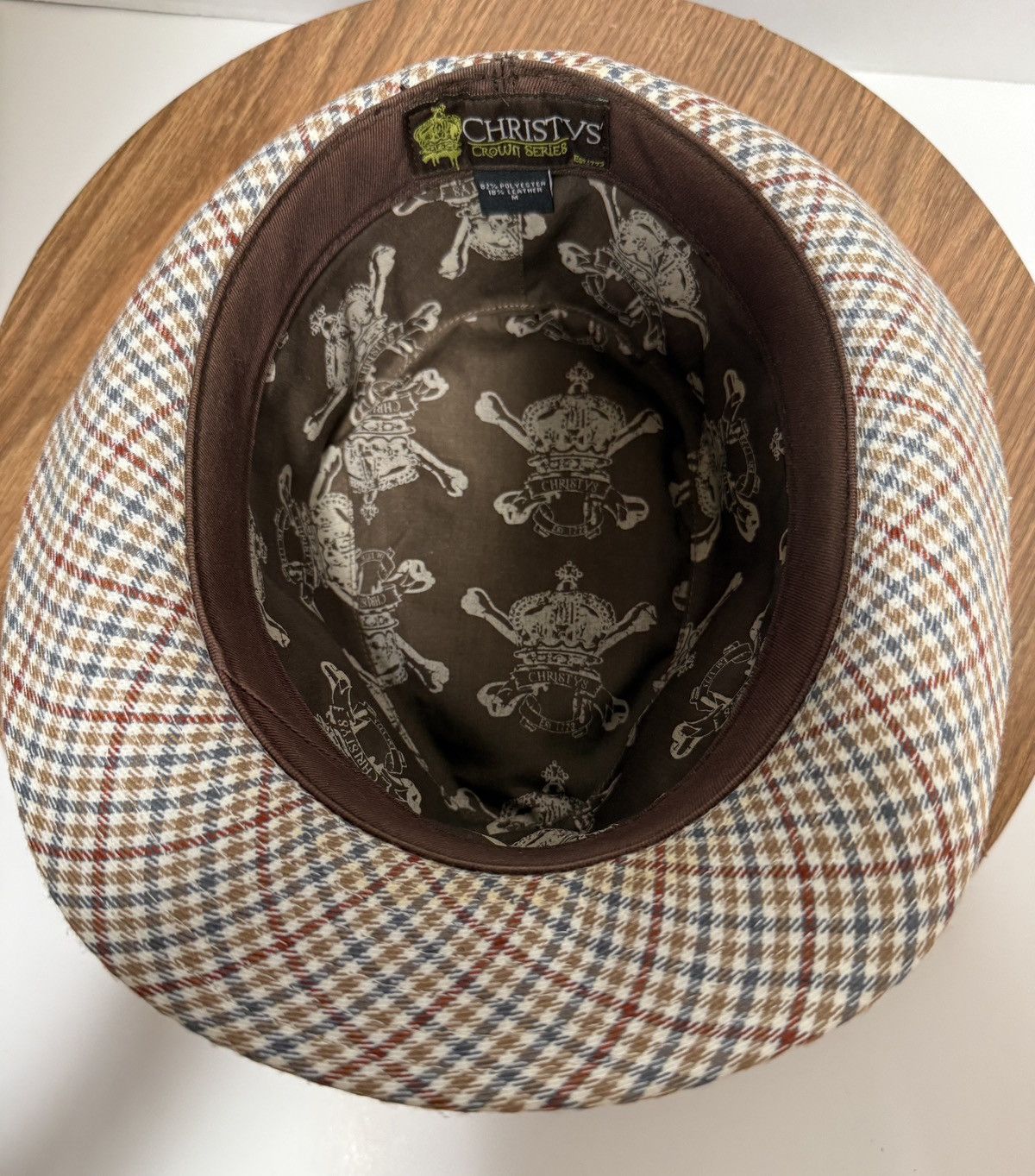 Other Christy’s Crown Vtg Checkered Crease Top Fedora Hat 7-7 1/8) Size ONE SIZE - 9 Thumbnail