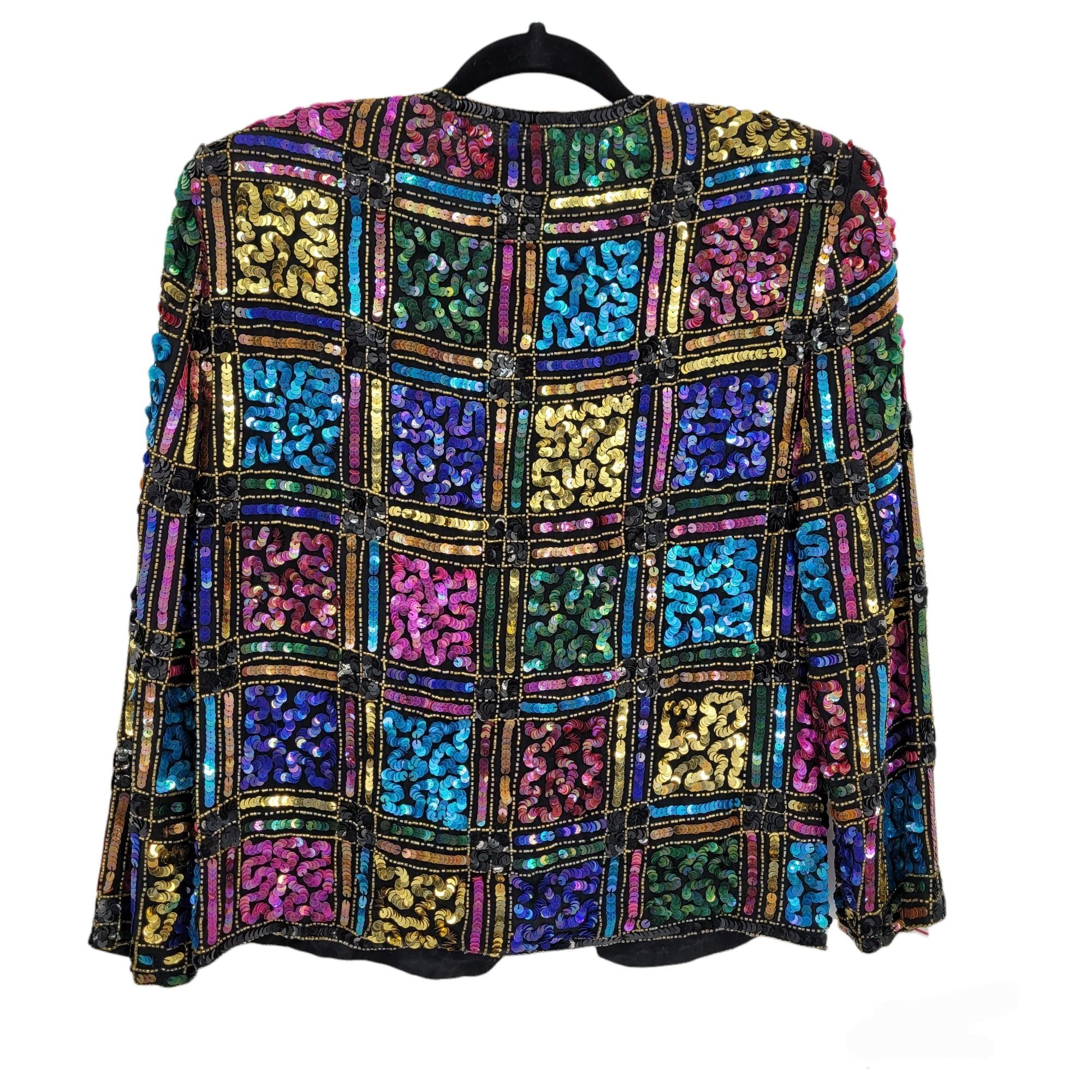 Vintage Vtg 80's Leslie Fay Silk Sequin Blazer Sz S Formal Rainbow G Size S / US 4 / IT 40 - 2 Thumbnail