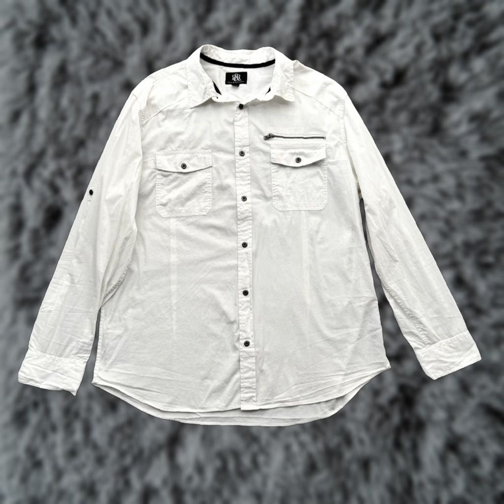 Vintage VINTAGE Rock & Republic Button Up Shirt Mens XL White Solid Long Sleeve Button Up Western Moto Biker Y2K Rockstar Edgy Mens Size US XL / EU 56 / 4 - 1 Thumbnail