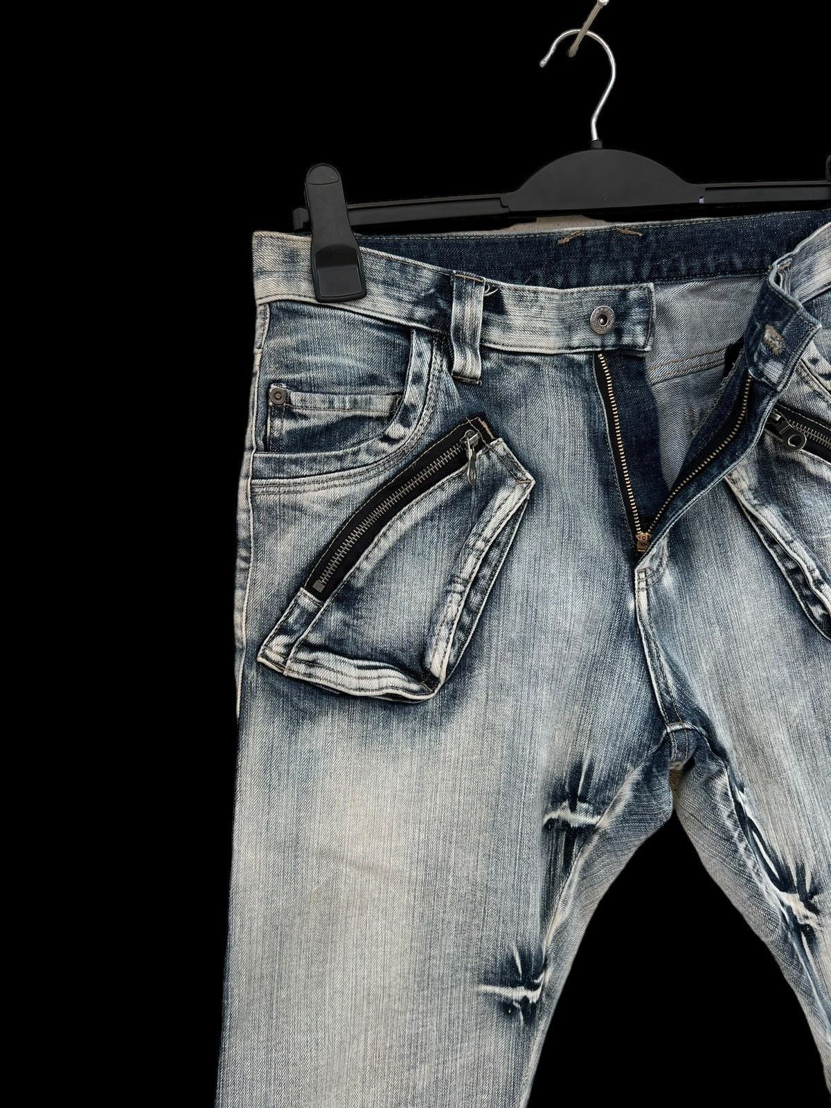 Vintage Vintage PPFM Acid Washed Curved Leg Denim Jeans Size US 31 - 8 Thumbnail