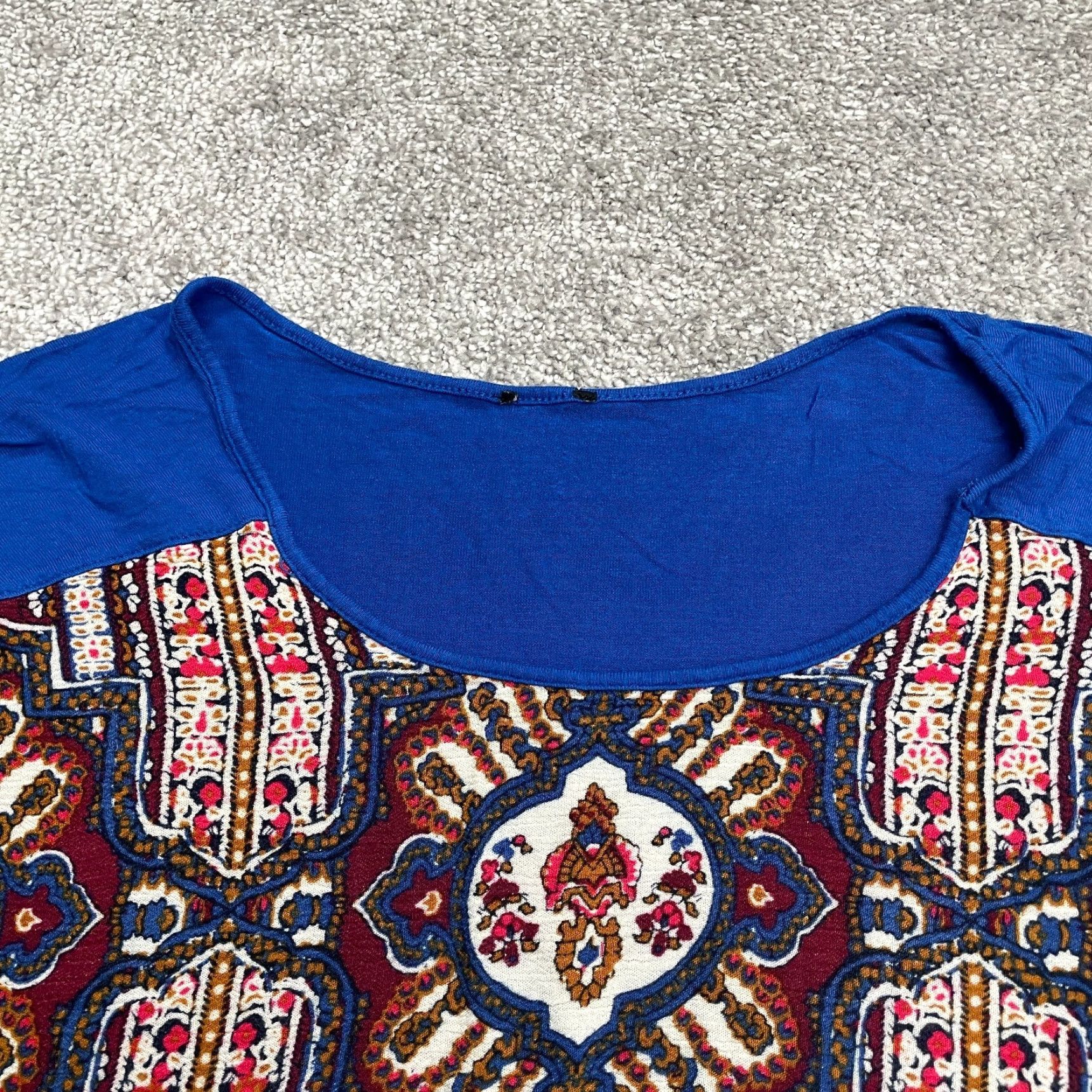 Vintage Unbranded Aztec Geometric Sleeveless Blue Knit Blouse Women's L Top Casual Shirt Cap Sleeve Modern Bohemian Skin Size L / US 10 / IT 46 - 4 Thumbnail