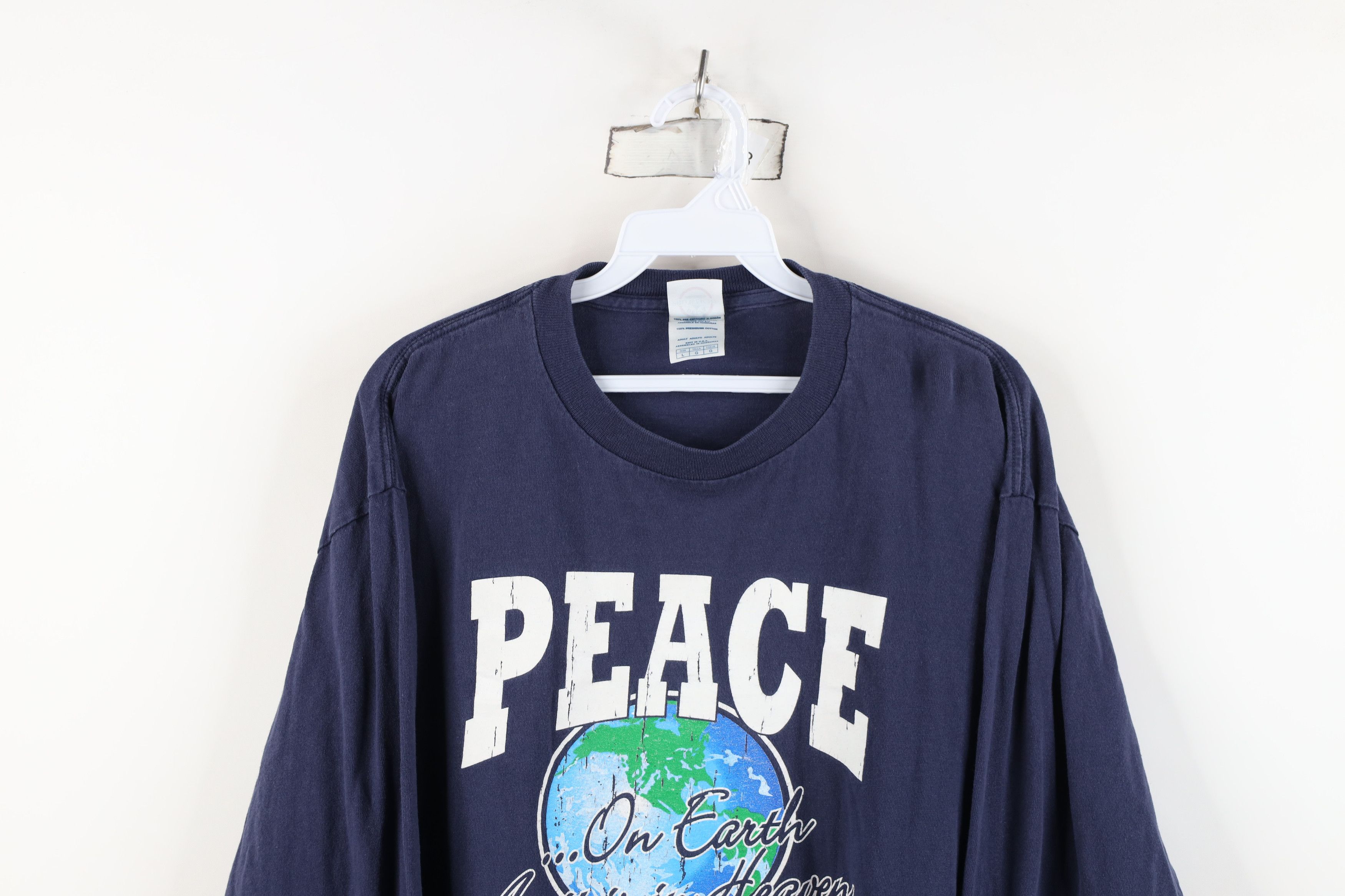 Vintage Vintage 90s Y2K Christian Peace On Earth Long Sleeve T-Shirt Size US L / EU 52-54 / 3 - 2 Thumbnail