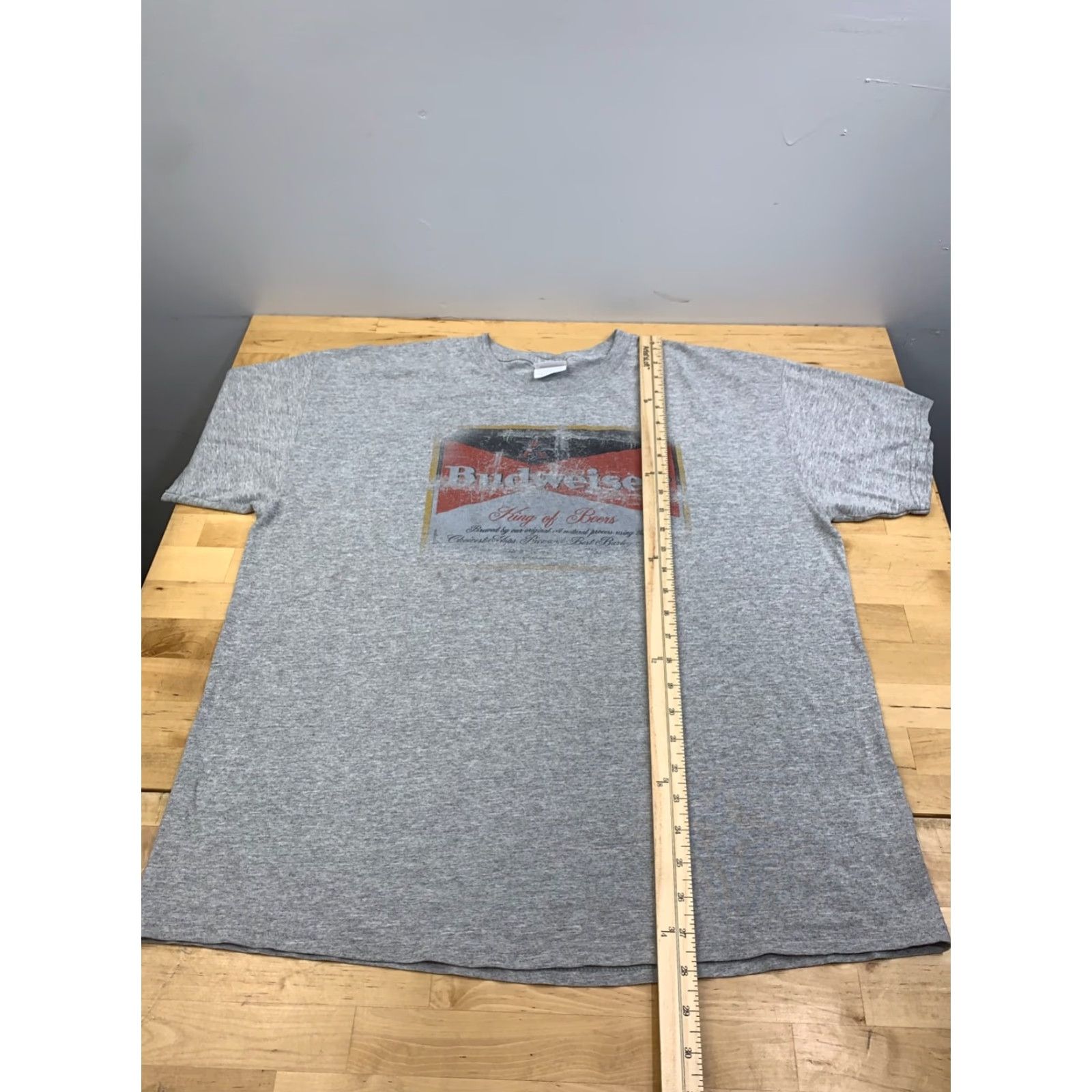 Hanes VINTAGE Hanes Shirt Mens XL Gray Budweiser King of Beer Crew Neck Short Sleeve 11760 USA Beer 90s Mens Size US XL / EU 56 / 4 - 5 Thumbnail