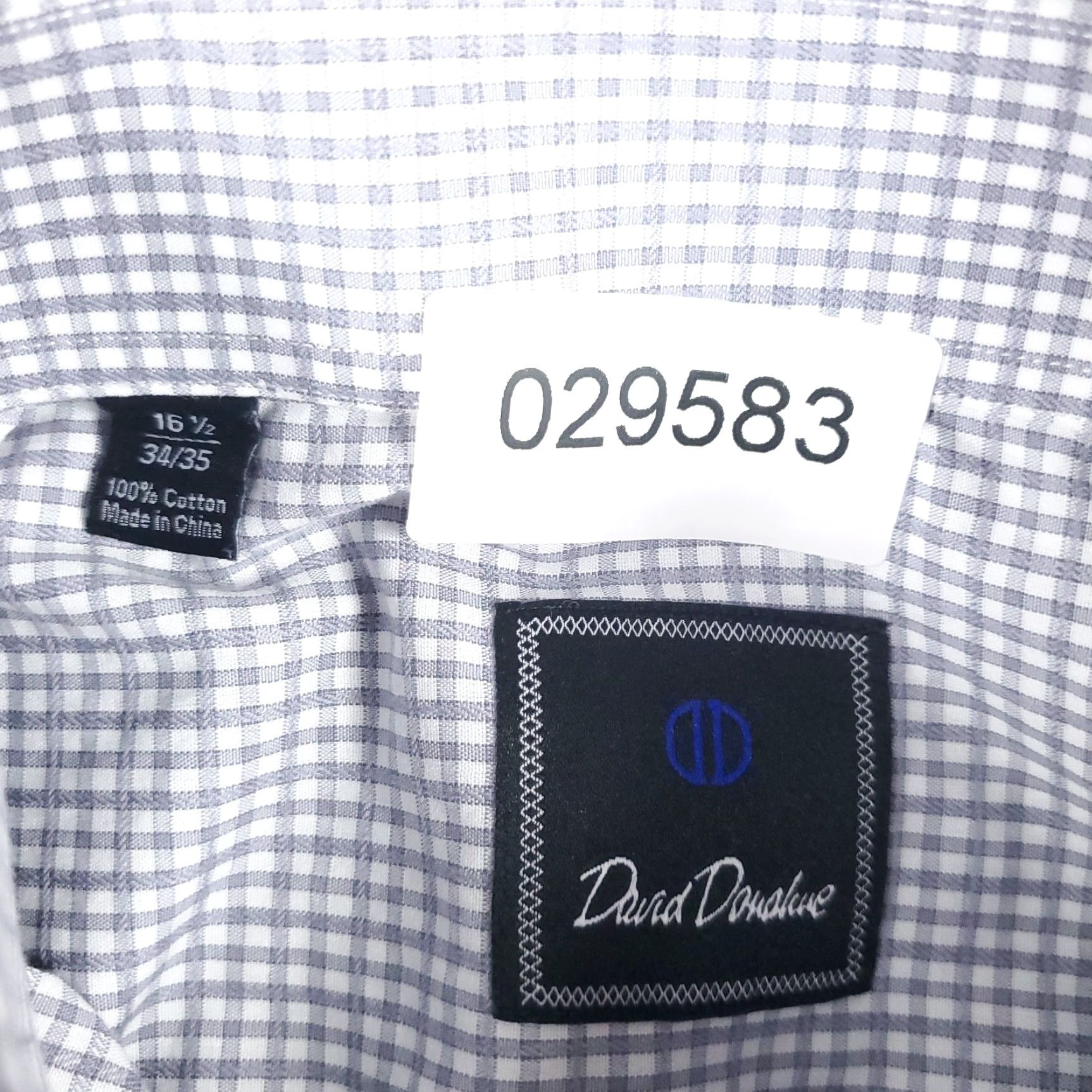 David Donahue David Donahue Shirt Mens Size 16.5 Gray Plaid Dress Shirt Button Up Long Sleeve Cotton Size 42R - 6 Thumbnail