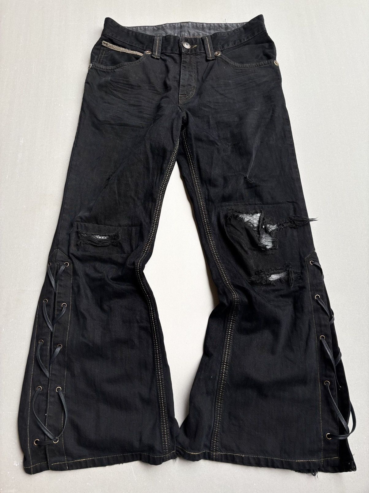 Japanese Brand Lace-up flare jeans Size US 30 / EU 46 - 1 Thumbnail