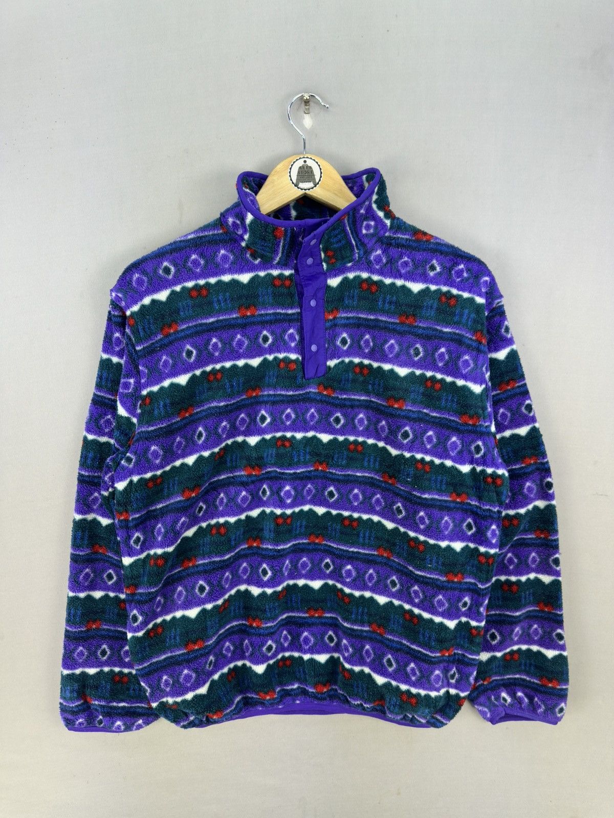 L.L. Bean Vintage 90’s L.L Bean Geo Print Fleece Pullover Jacket Size US M / EU 48-50 / 2 - 1 Thumbnail