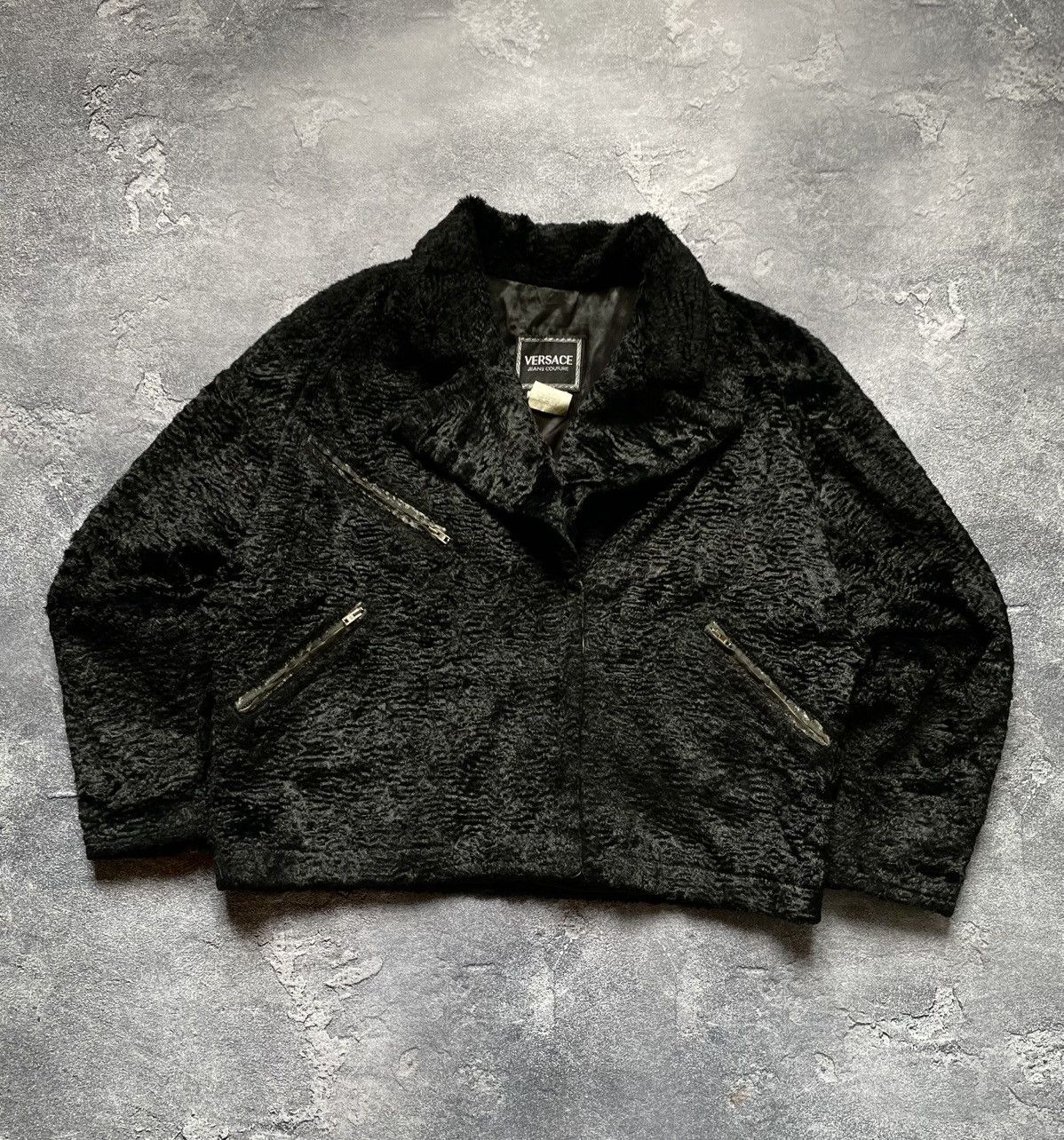 Versace Jeans Couture Vintage Gianni Versace Archival Faux Fur Cropped Jacket Rare Size S / US 4 / IT 40 - 1 Thumbnail