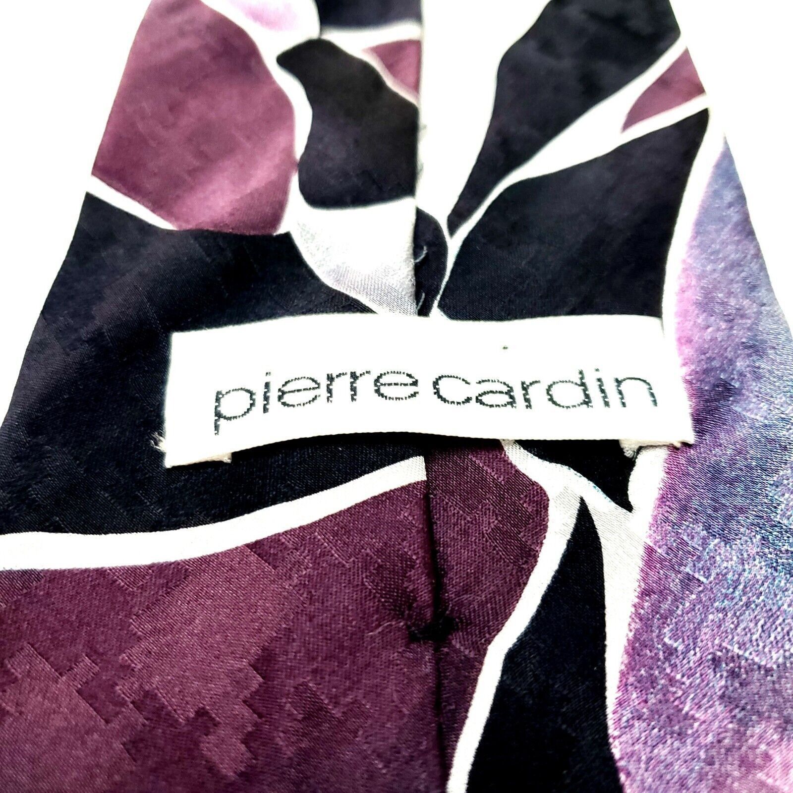 Pierre Cardin Pierre Cardin Silk Tie Print Abstract Black Silver Short Size ONE SIZE - 4 Thumbnail
