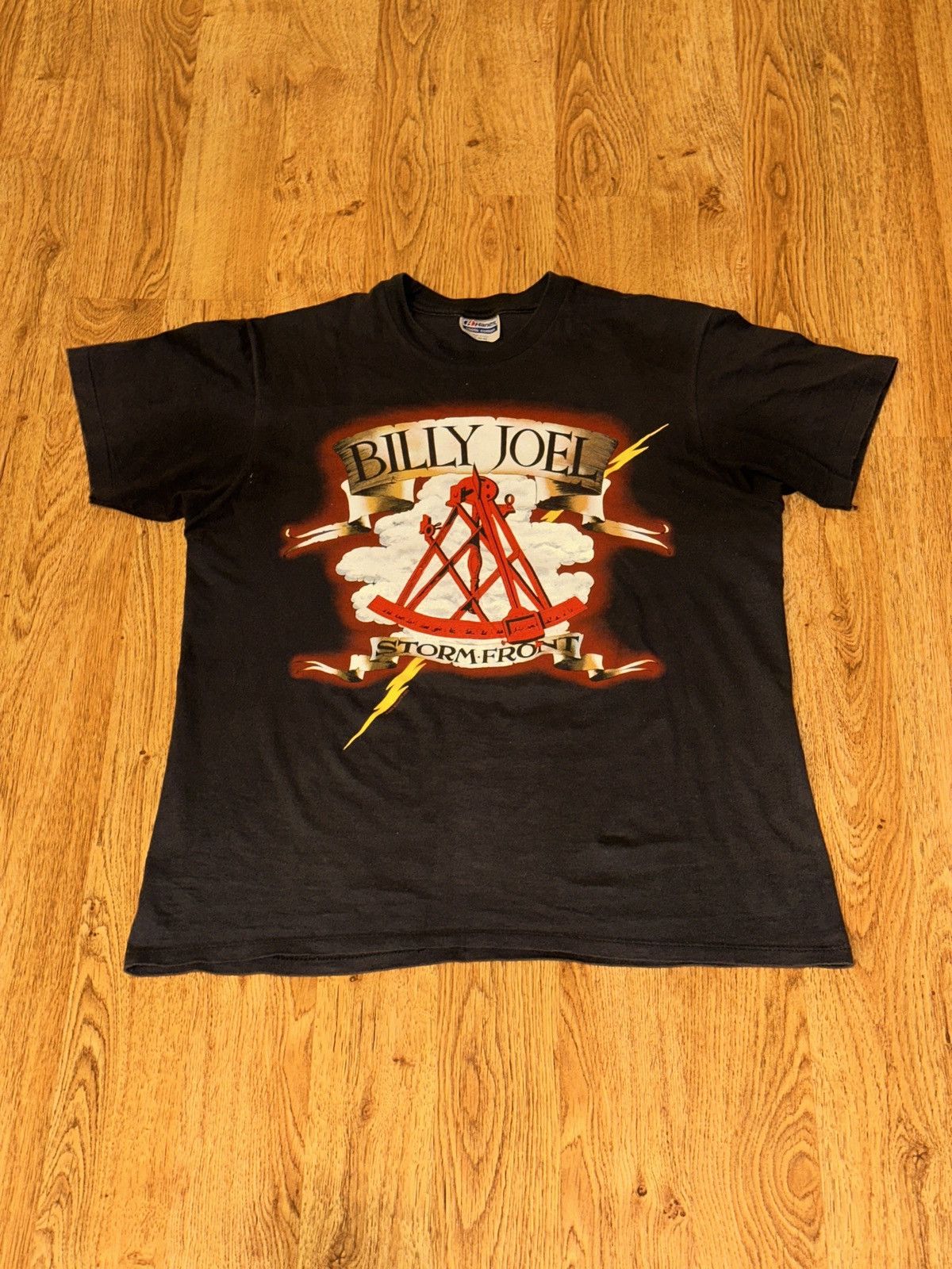 Band Tees Single Stitch Vtg 1989 BILLY JOEL Storm Front Band Tee LARGE Size US L / EU 52-54 / 3 - 1 Thumbnail