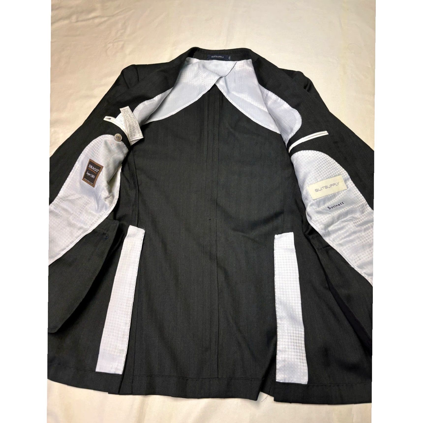 Suitsupply Suitsupply La Spalla Drago Super 130s Wool Blazer Jacket Grey Herringbone 34R Size 34R - 5 Thumbnail